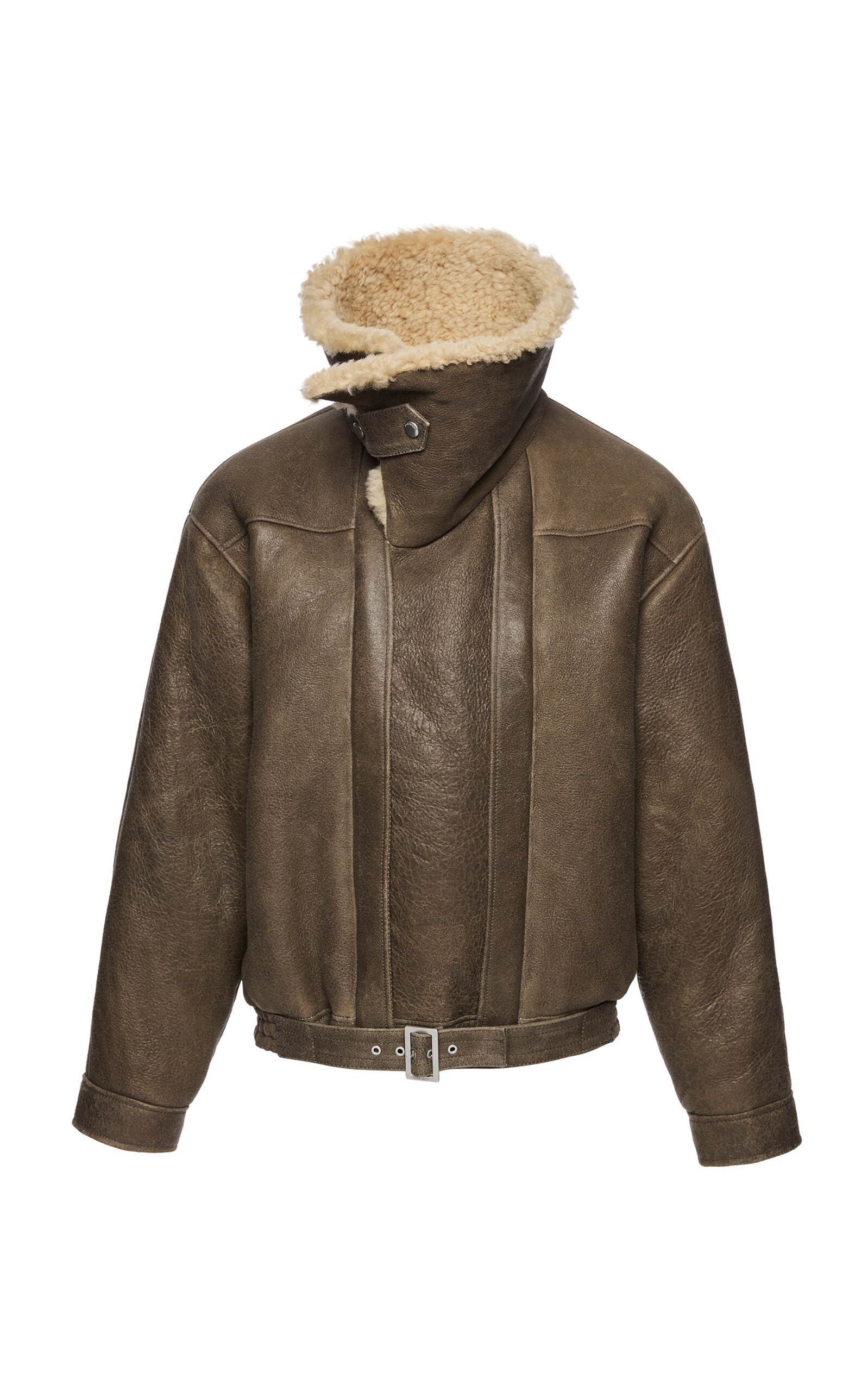 Magda Butrym Shearling Aviator Jacket In Brown