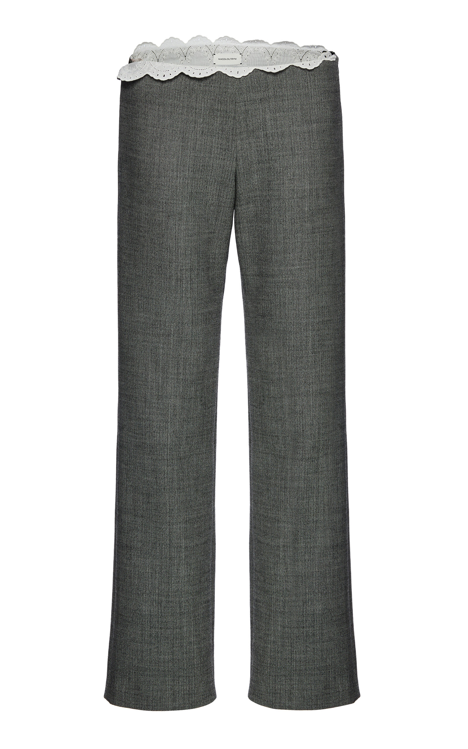 Magda Butrym Wool-blend Lace-trimmed Trousers In Gray