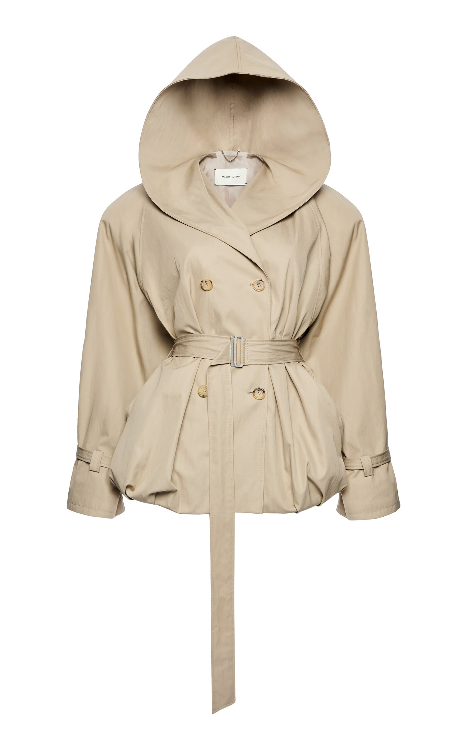 Magda Butrym Cropped Cotton-blend Trench In Neutral
