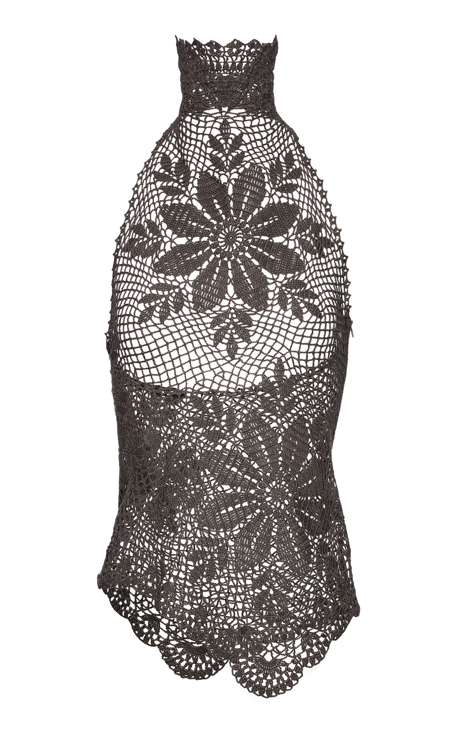 Magda Butrym Cotton Crochet Halter Top In Brown