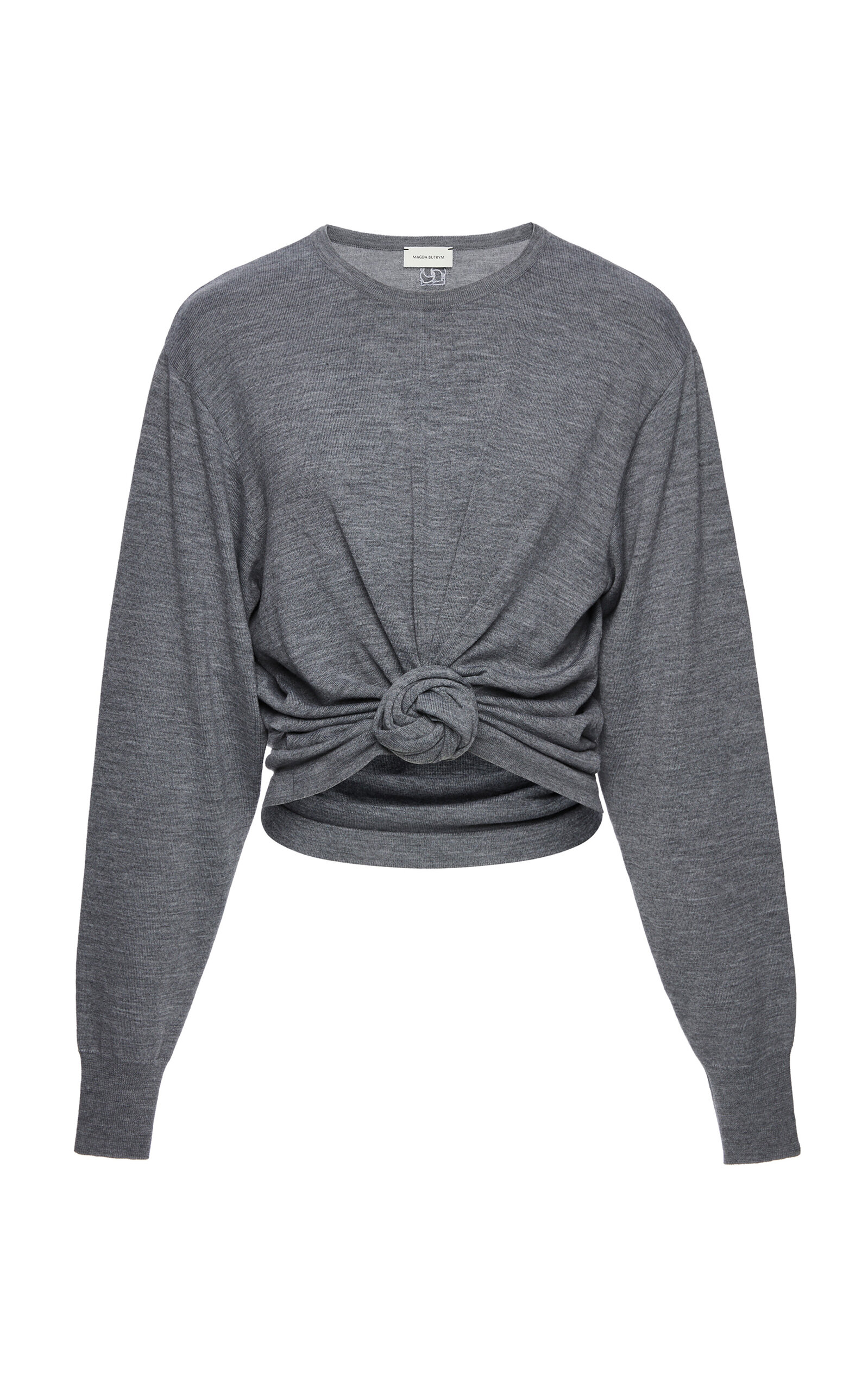 Magda Butrym Wool Front Tie Sweater In Gray