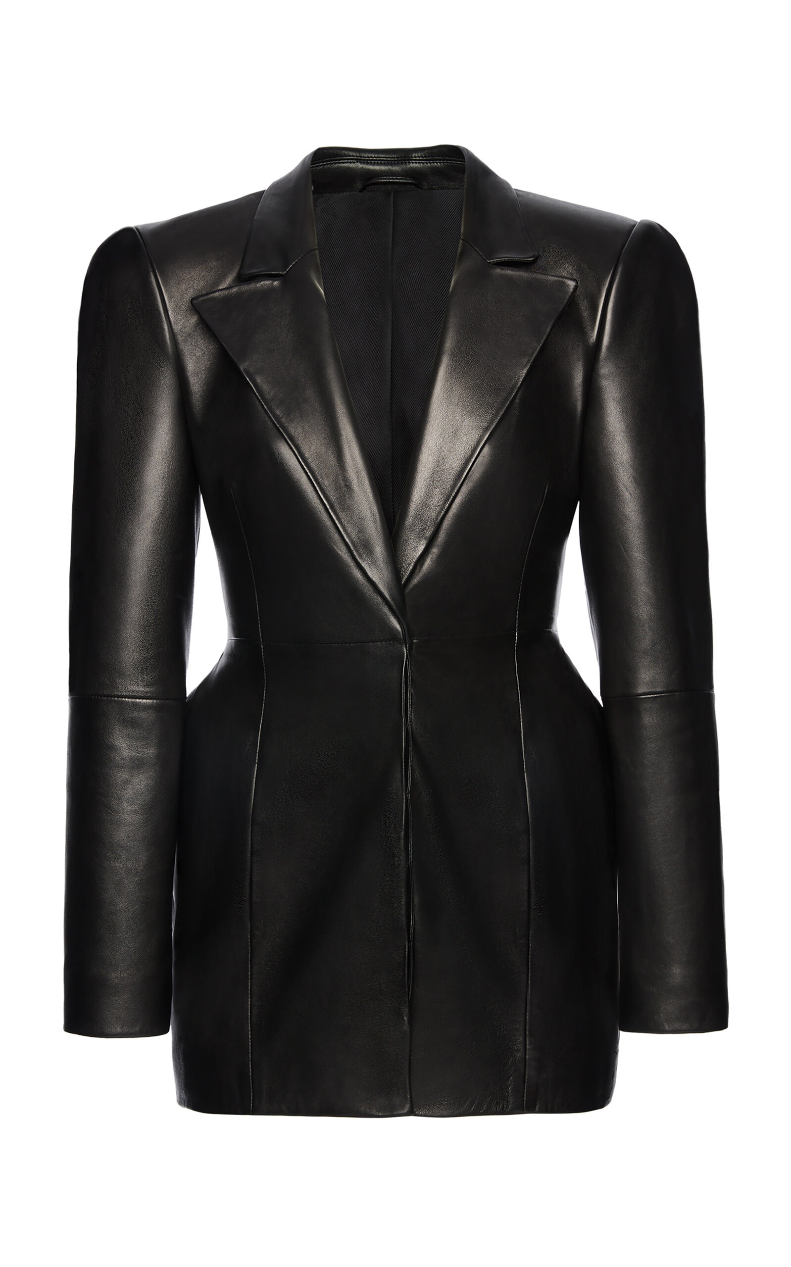 Magda Butrym Tailored Leather Blazor In Black