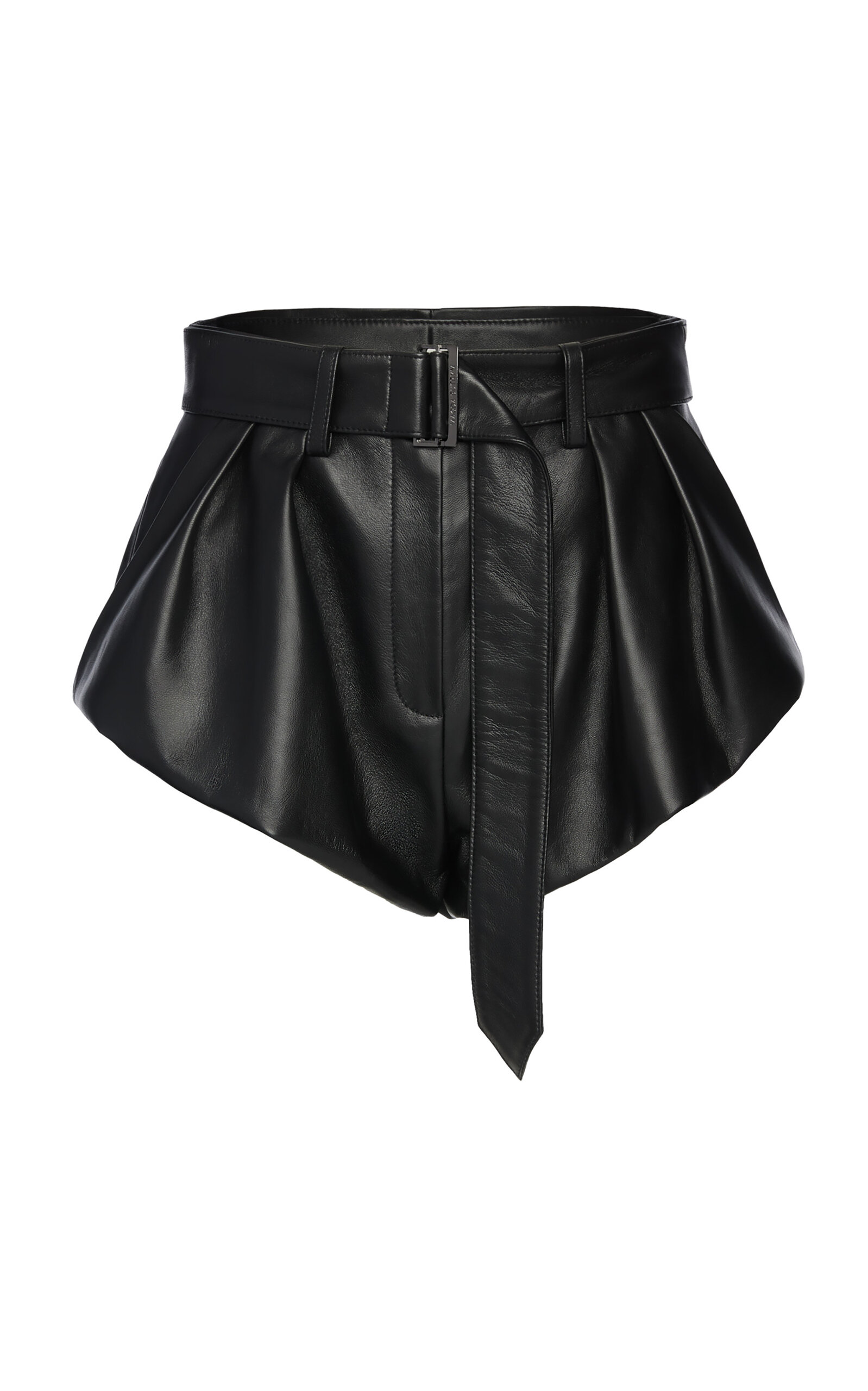 Magda Butrym Belted Leather Mini Shorts In Black