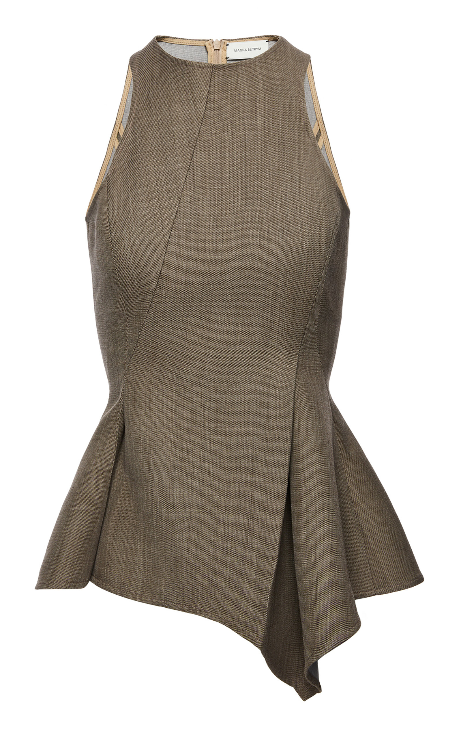 Magda Butrym Wool Peplum Top In Gray
