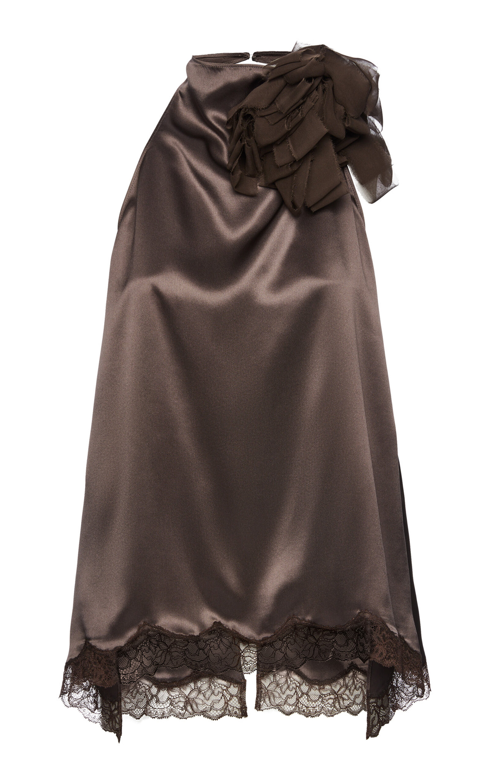 Magda Butrym Floral-embellished Silk Halter Top In Brown