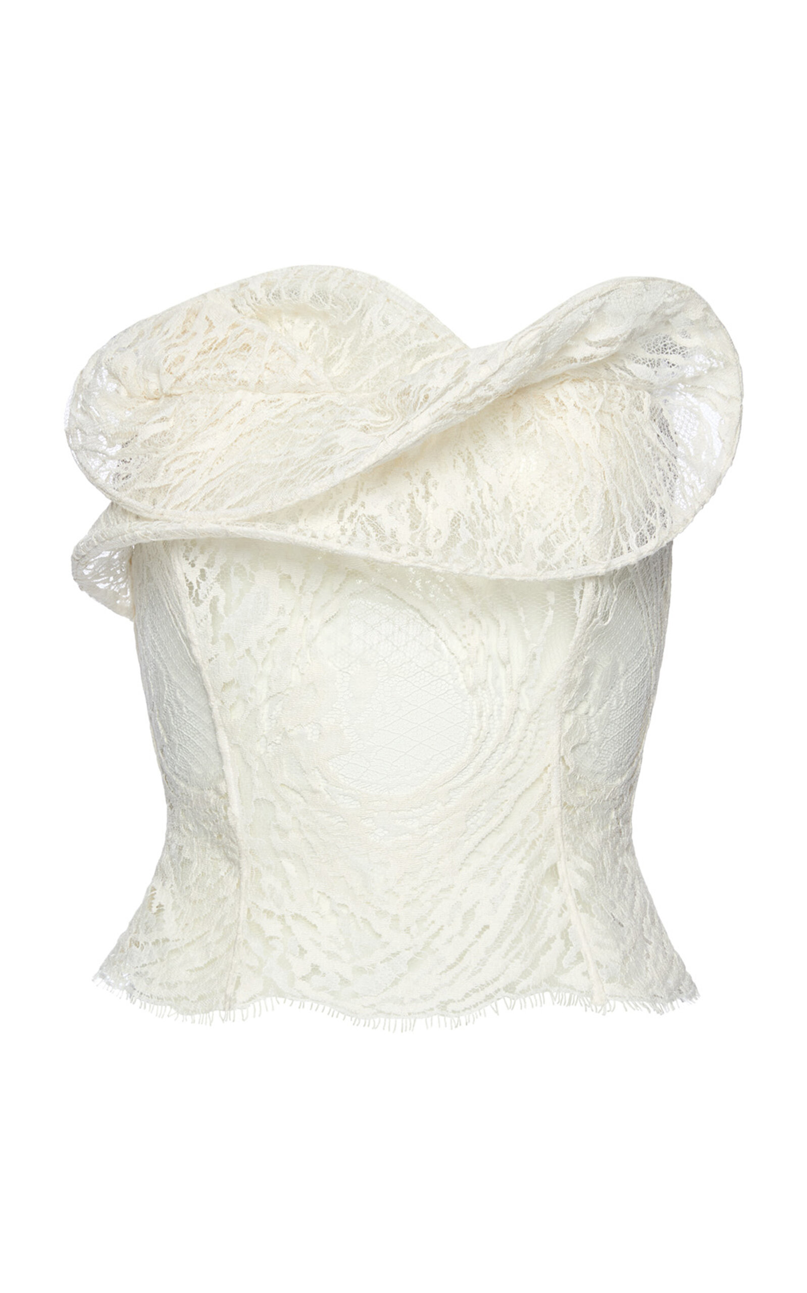 Magda Butrym Rosette-embellished Cotton-blend Corset Top In White