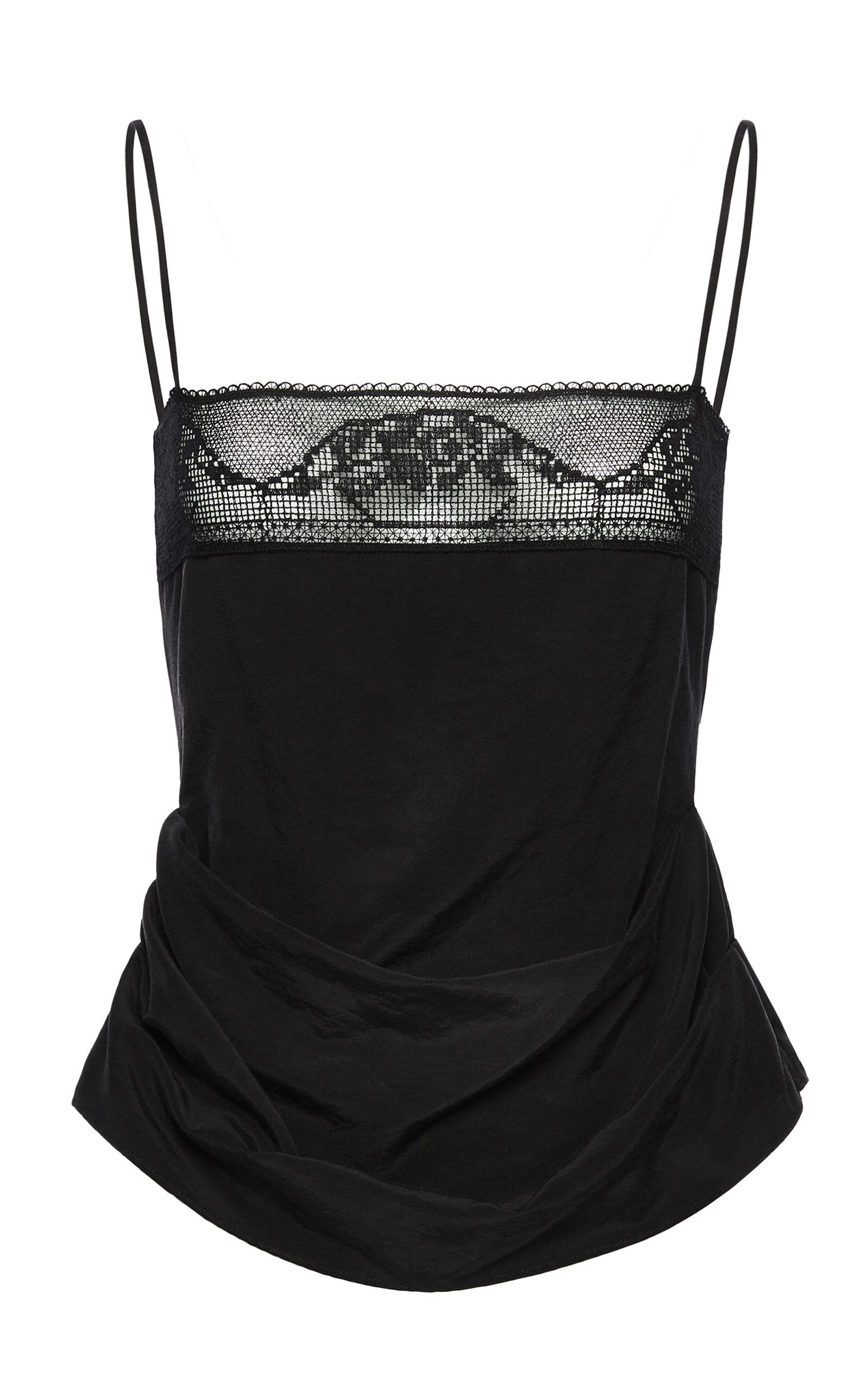 Magda Butrym Silk Floral-embellished Tank Top In Black