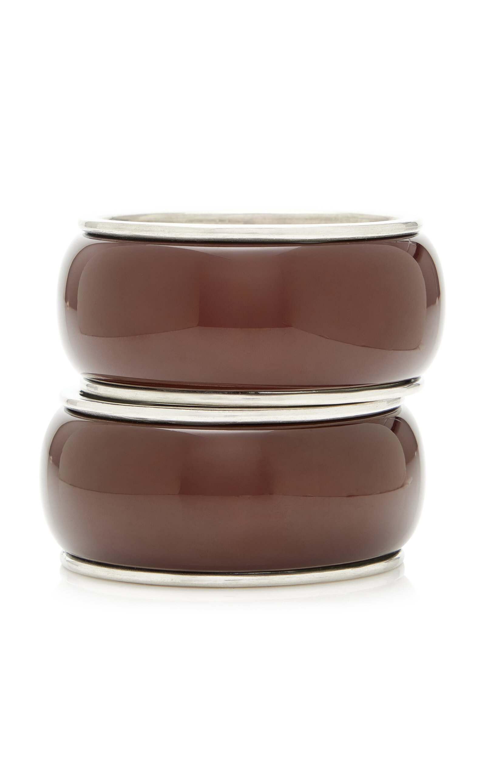 Ben-amun Exclusive Set Of 2 Silver-tone Resin Bangles In Brown