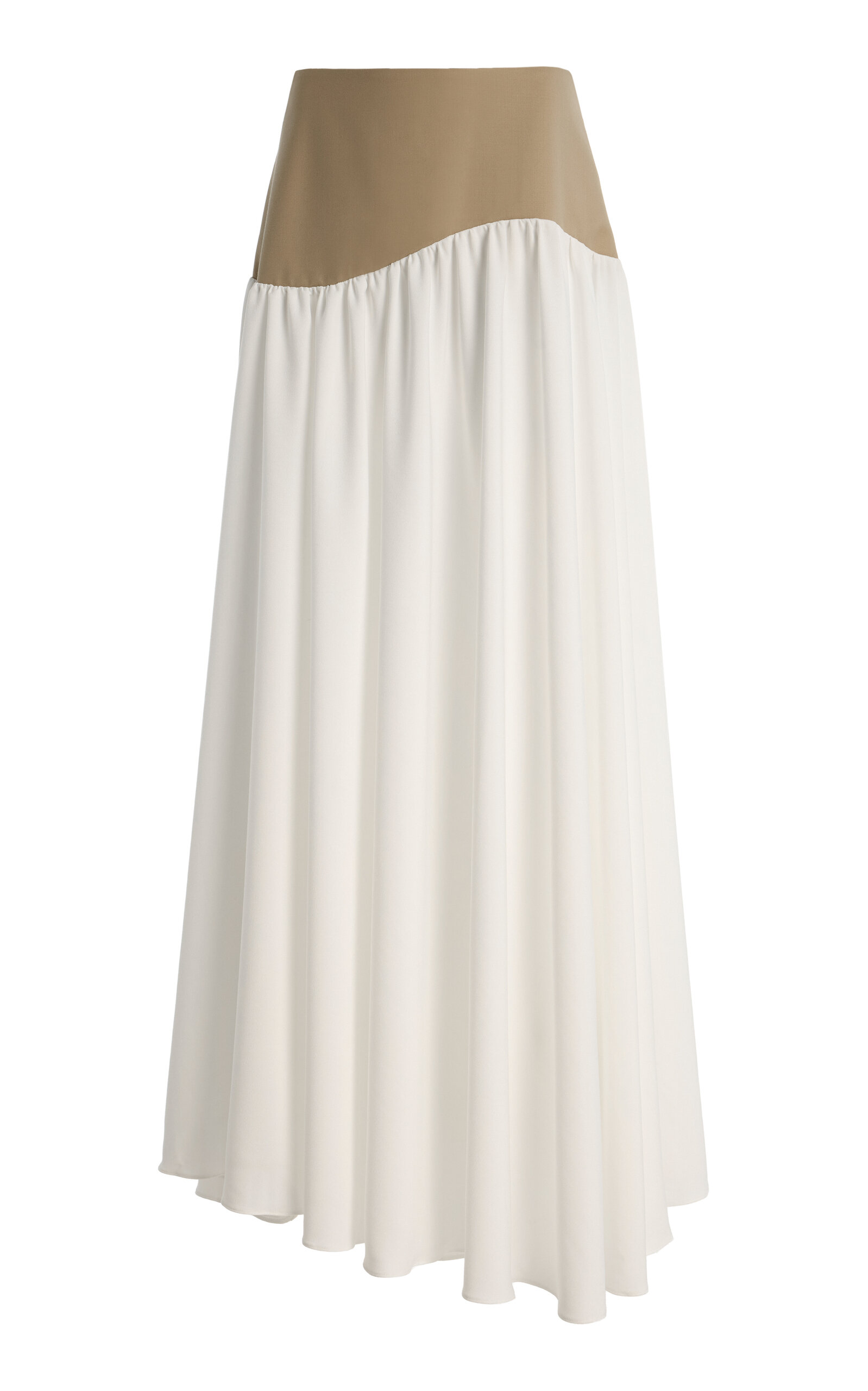 Sloan Exclusive Long Wave Stretch-crepe Skirt In White