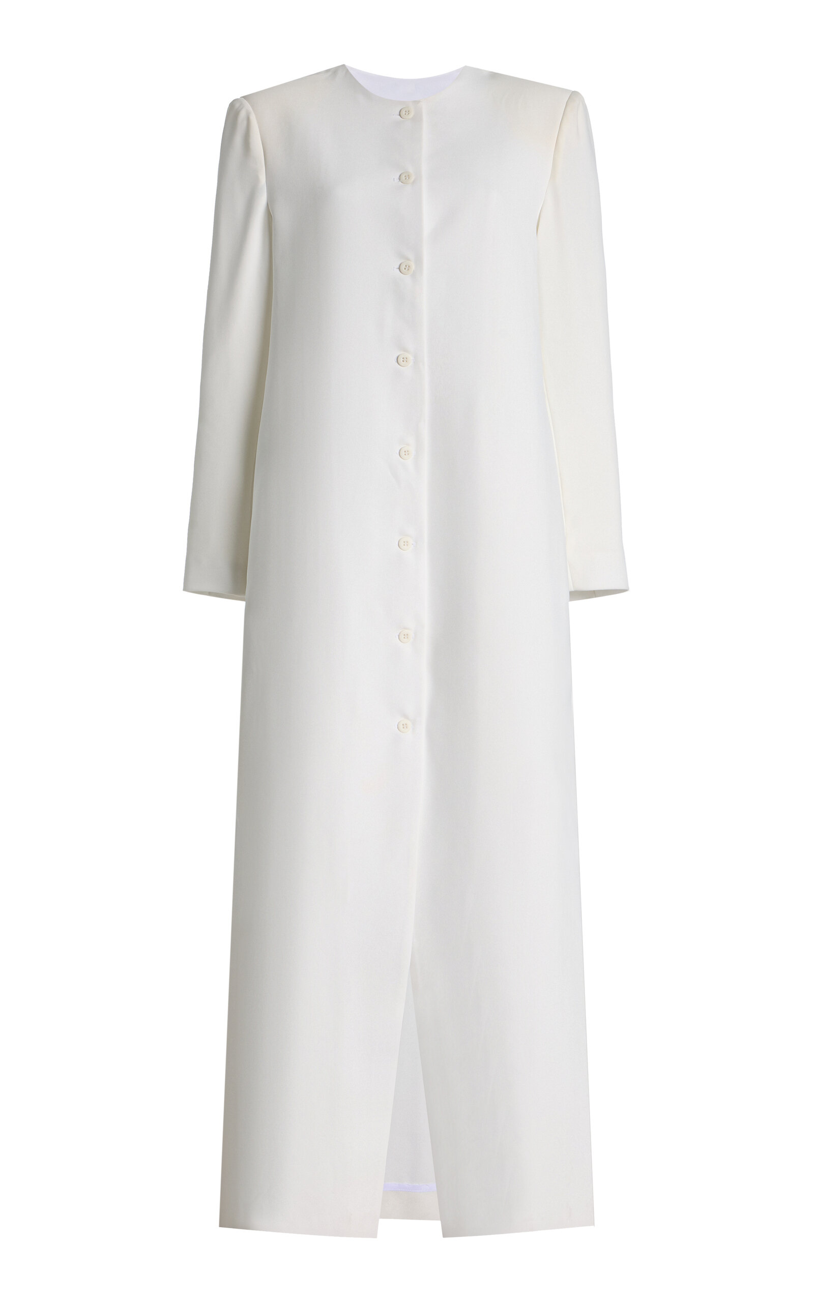 Sloan Exclusive Crepe Long Cardigan Coat In White