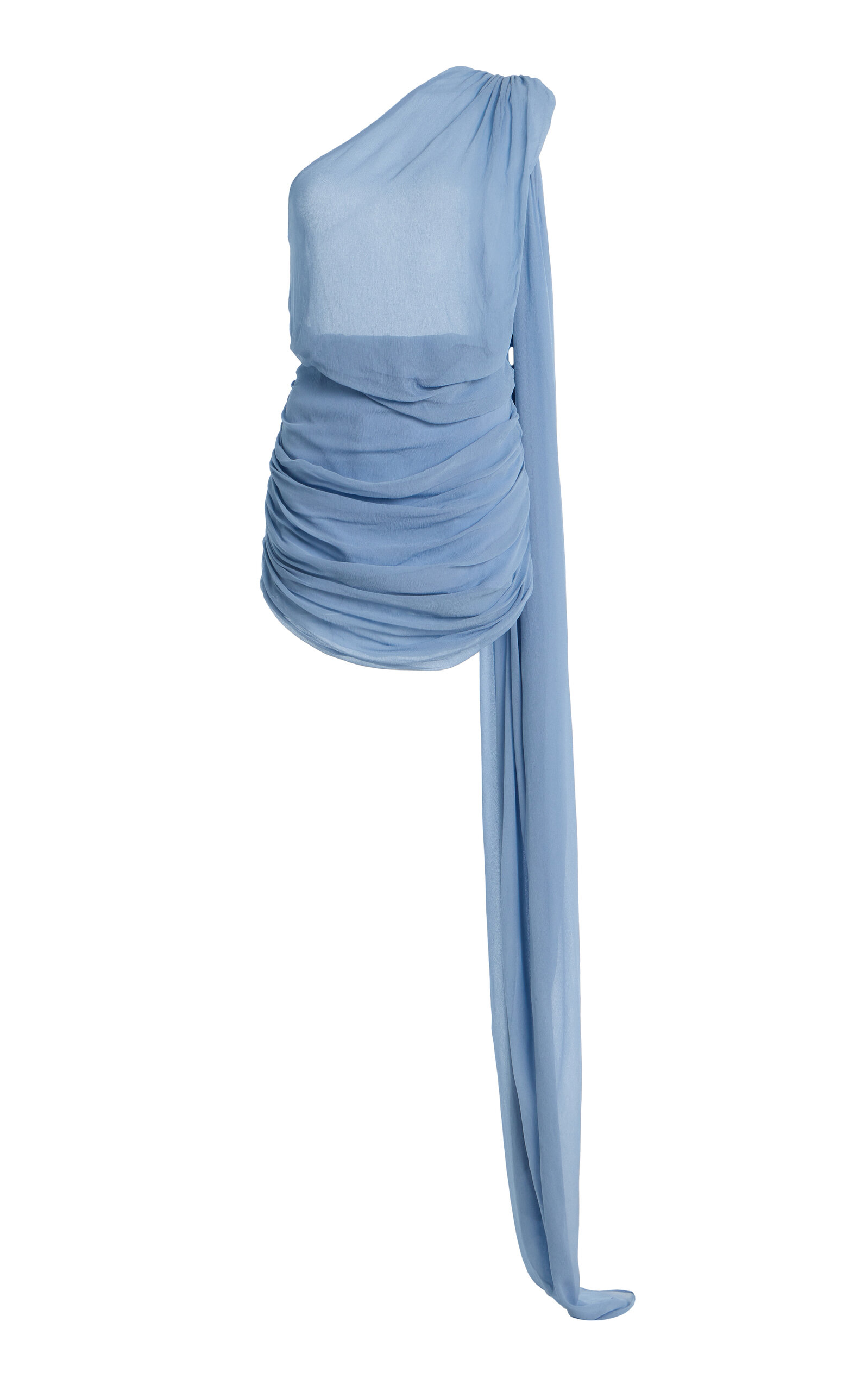 Arcina Ori Fernanda Open-back Georgette Mini Dress In Blue