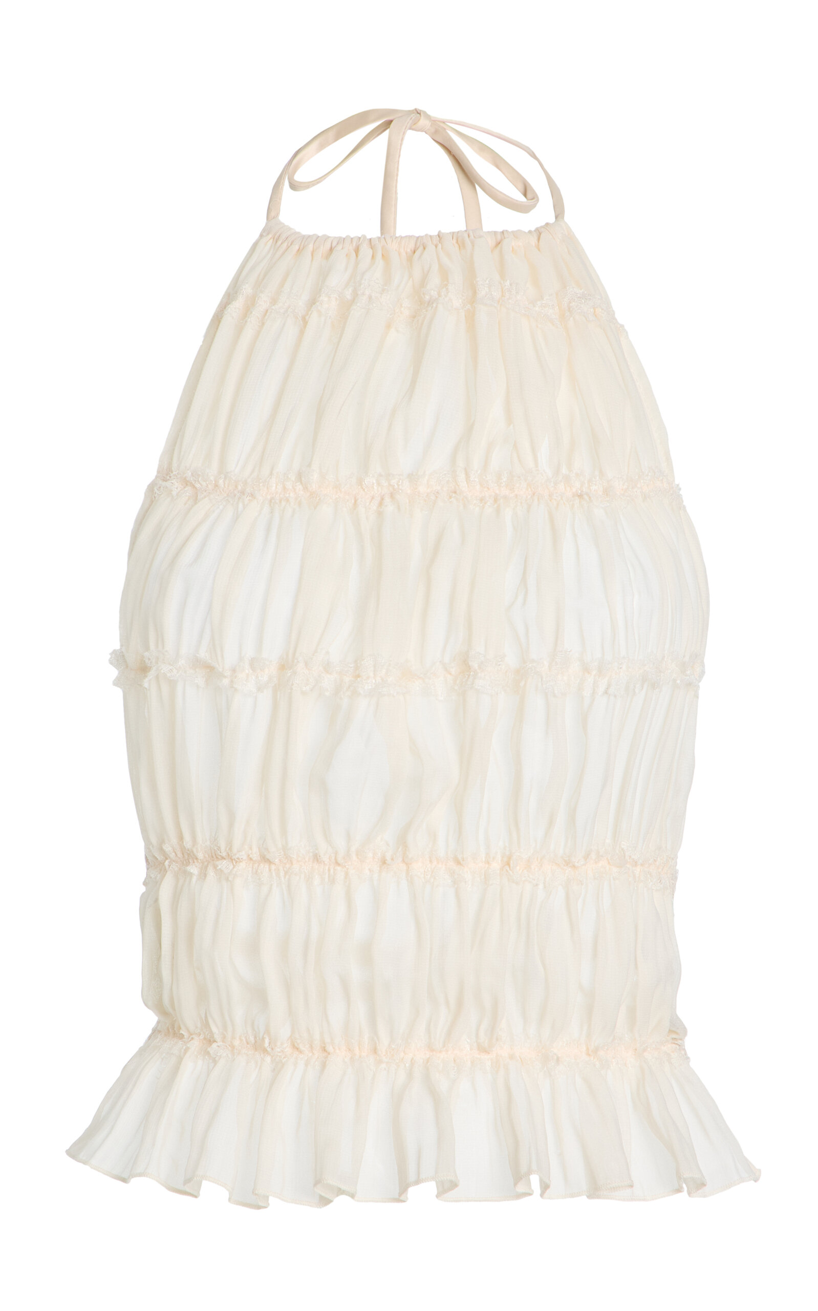 Arcina Ori Juliette Ruched Halter Top In Neutral