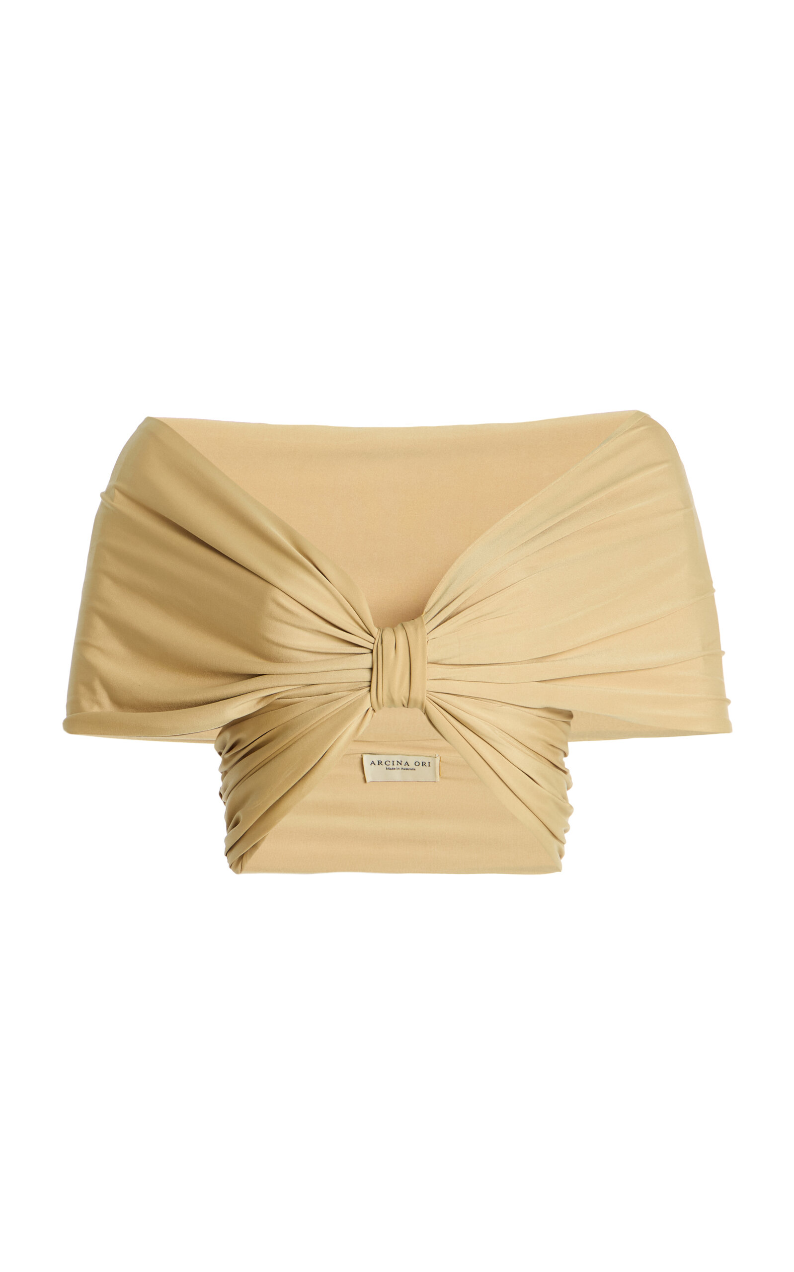 Arcina Ori Alessia Cropped Off-the-shoulder Jersey Top In Neutral
