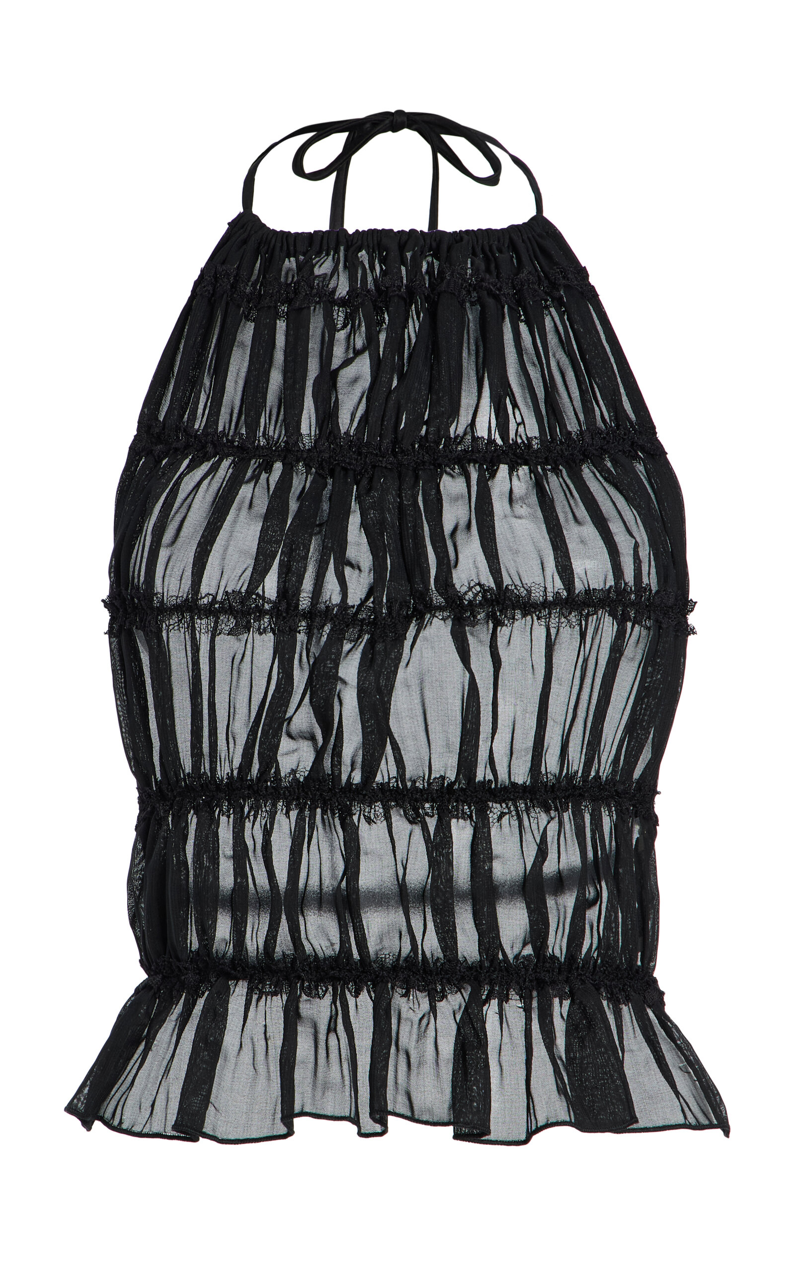 Arcina Ori Juliette Ruched Halter Top In Black
