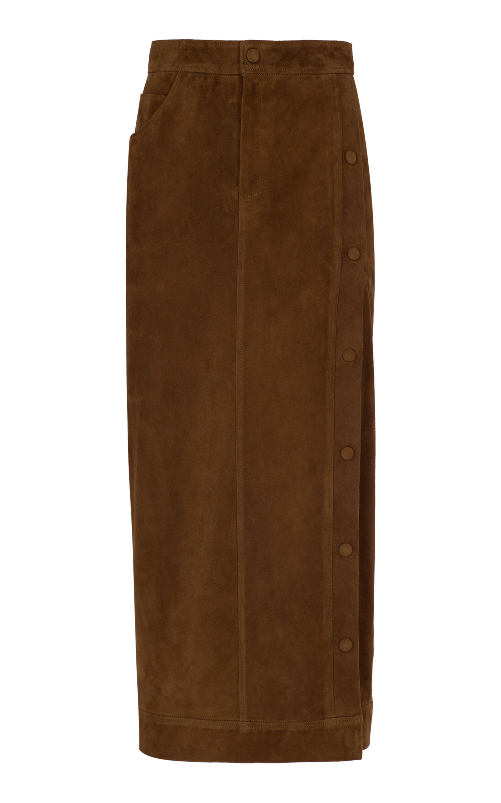 Zeynep Arcay Snapped Midi Suede Skirt In Brown