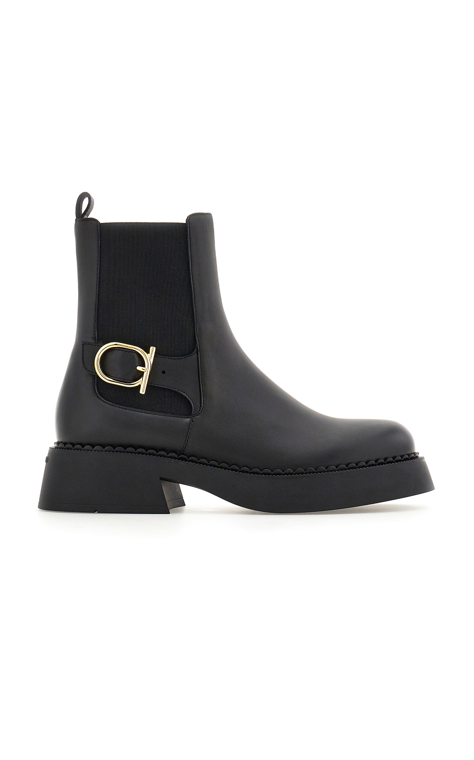 Tia Buckled Leather Ankle Boots