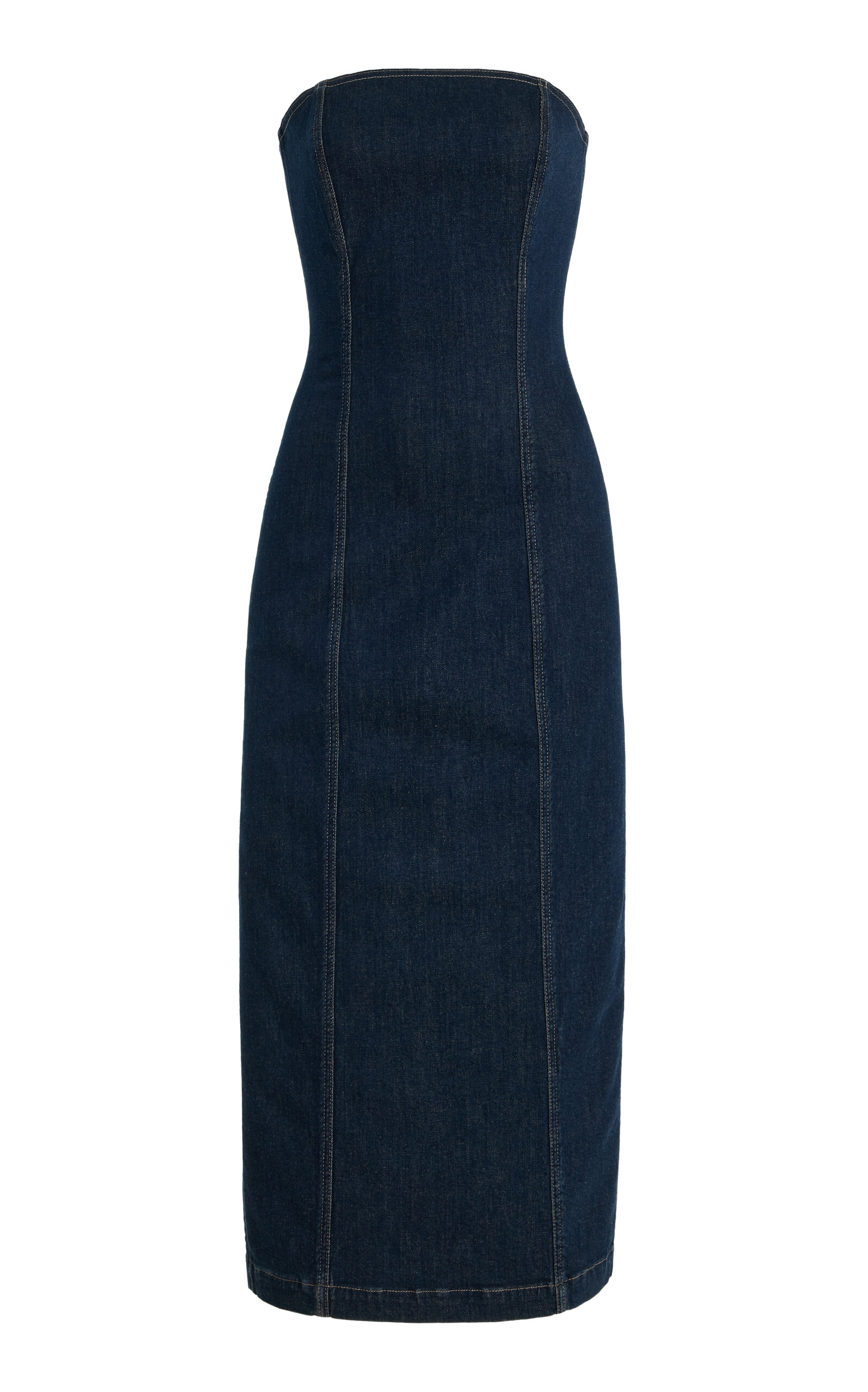 Dl1961 Esme Strapless Midi Crescent Harbor Dress In Blue