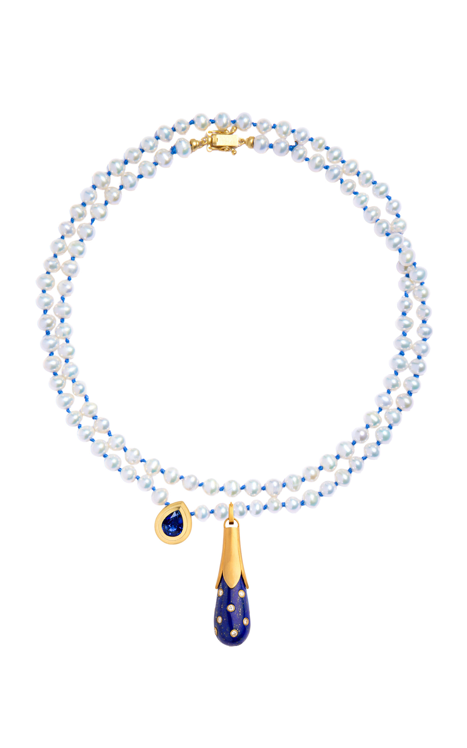14k Gold Pearl & Sapphire Cord