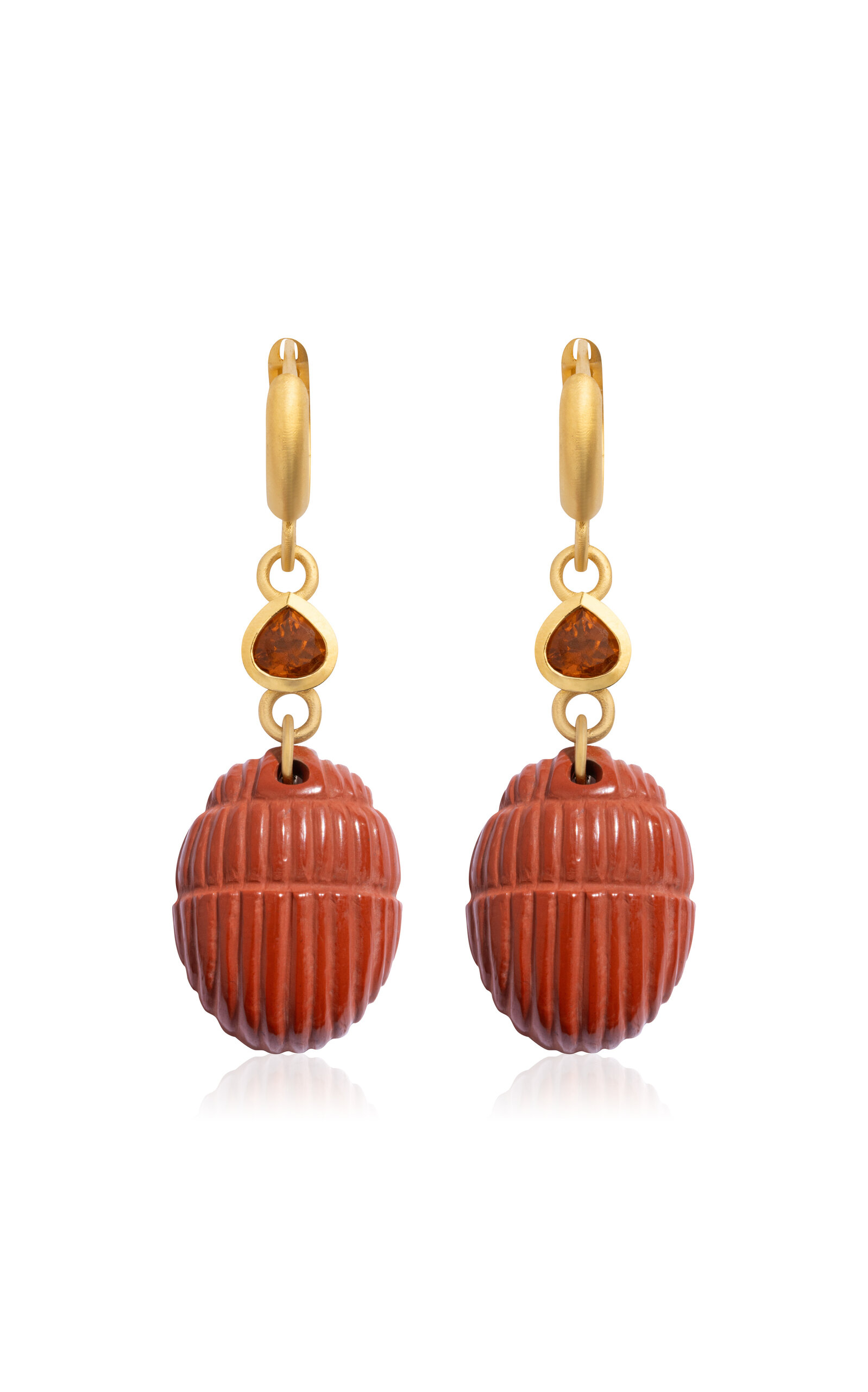 14k Gold Jasper Scarab Hoops