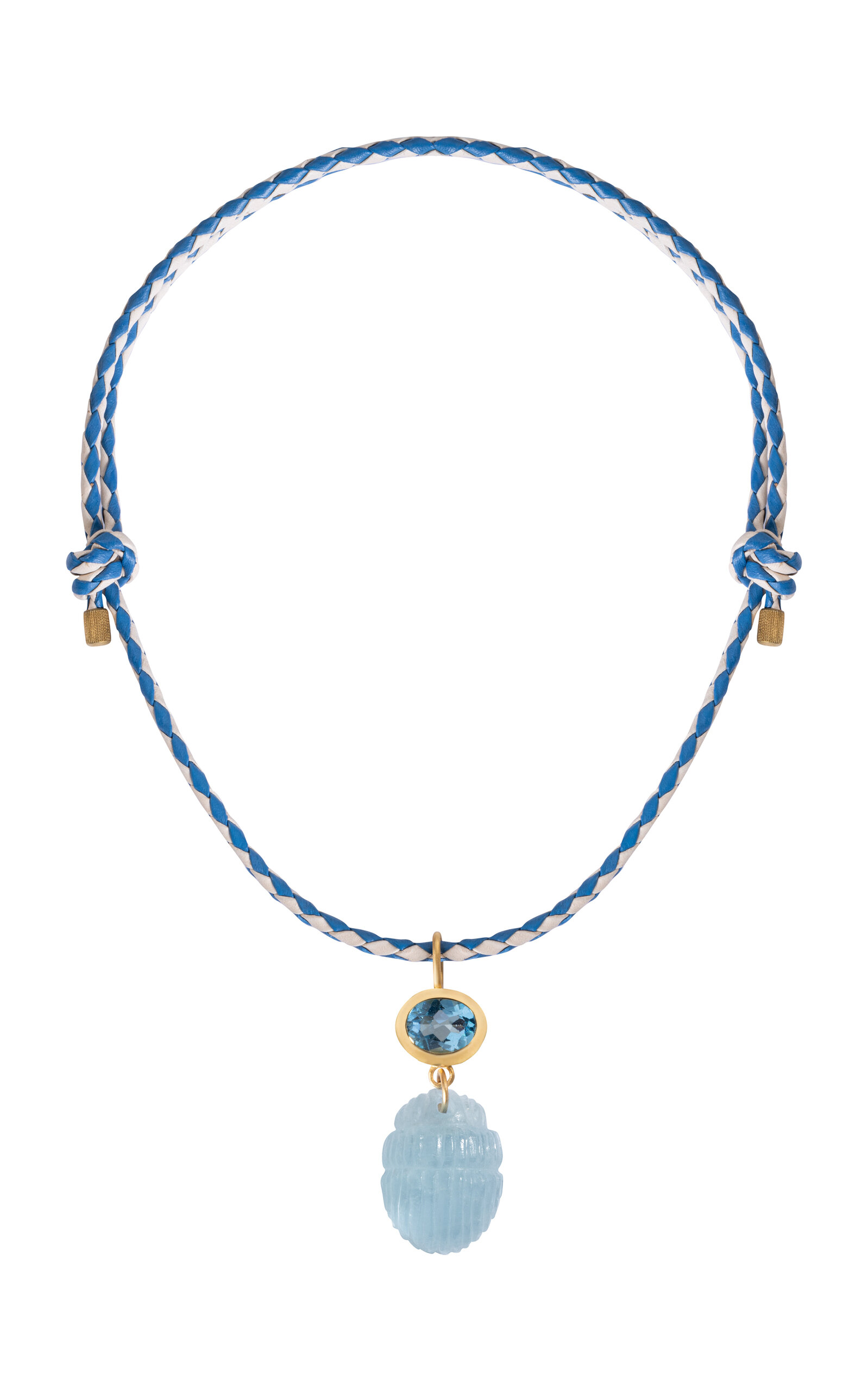 14k Gold Aquamarine Scarab Charm Necklace