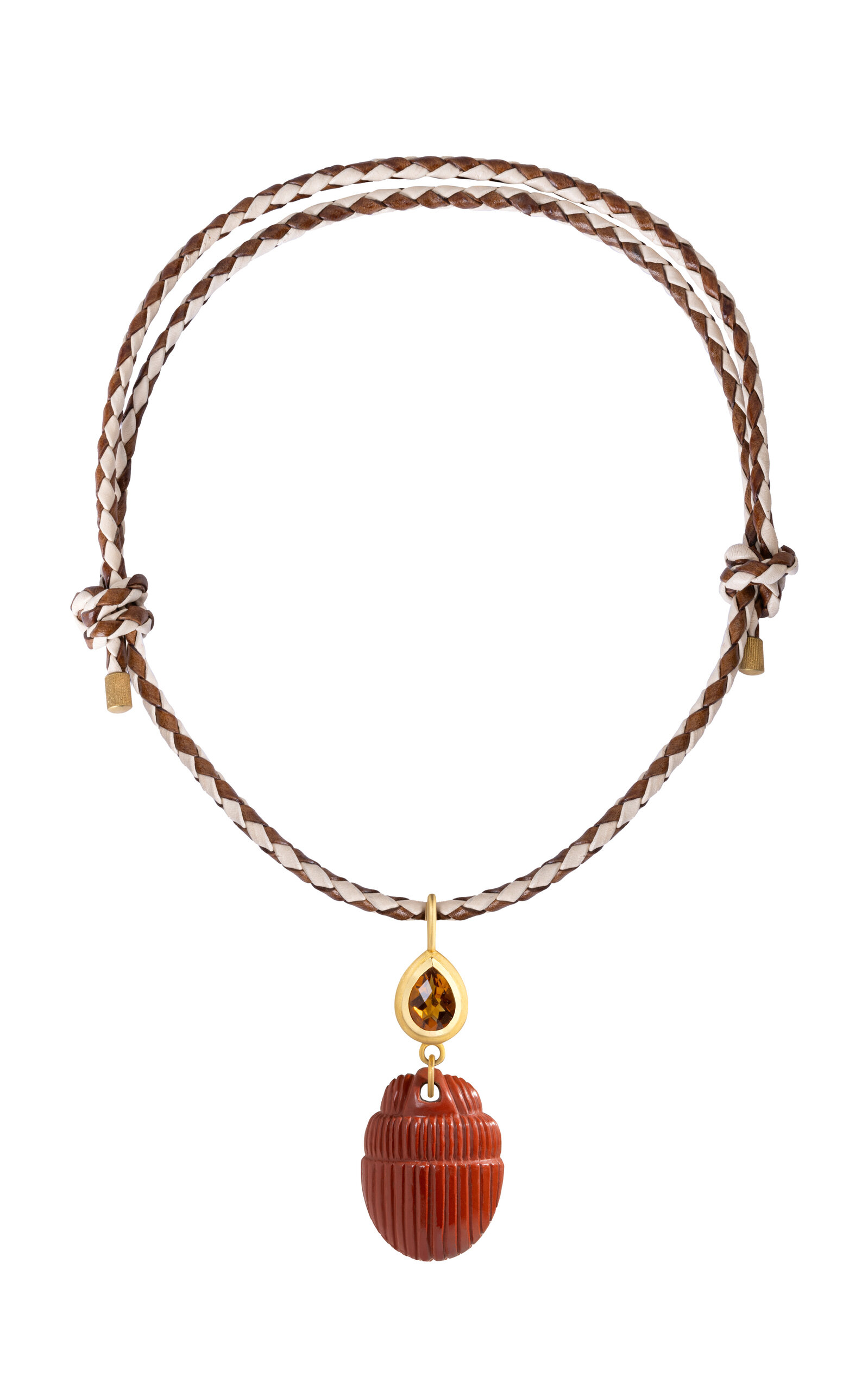 14k Gold Jasper Scarab Charm Neckalce