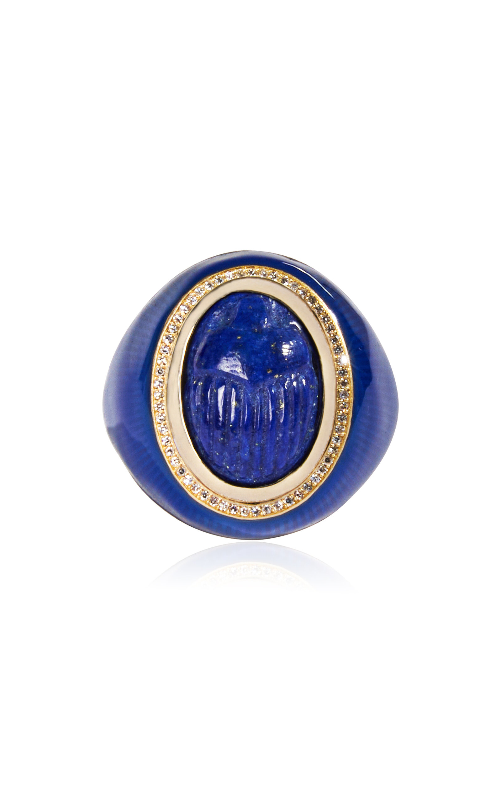 14k Gold Lapis Scarab Ring