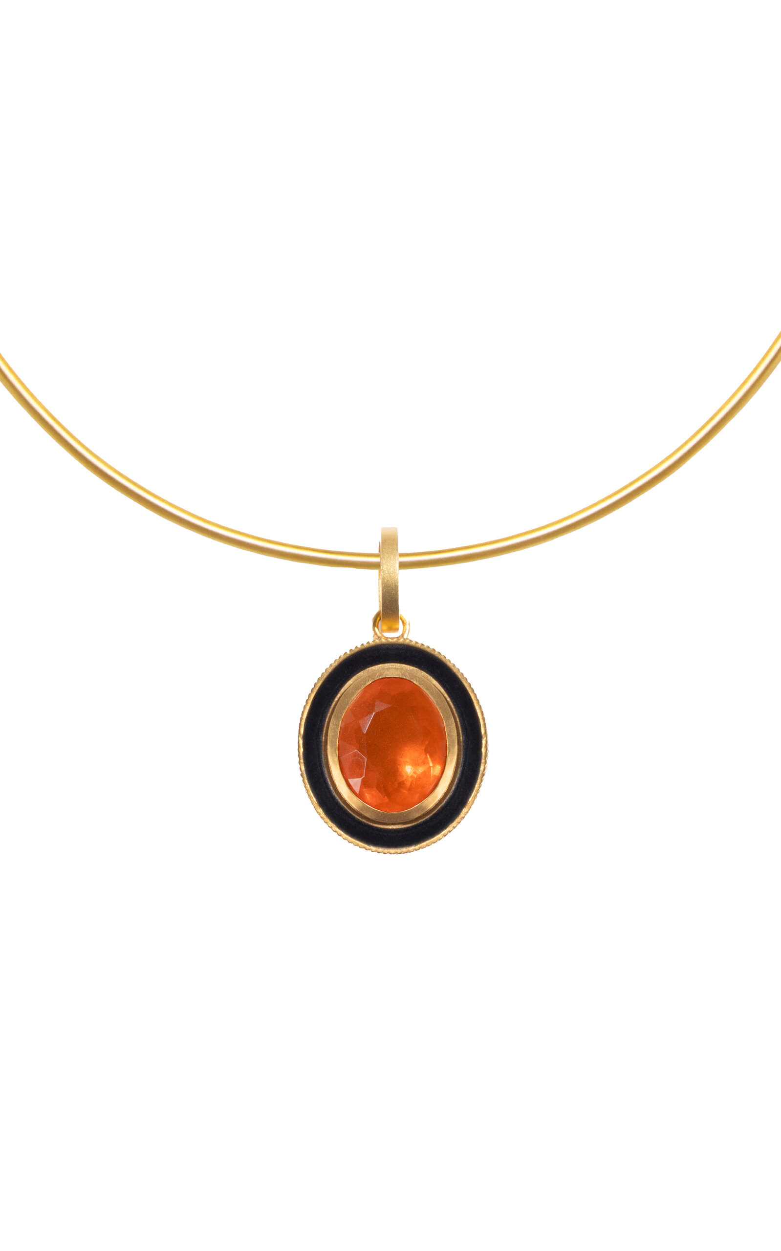 14k Gold Fire Opal Solar Disc Charm