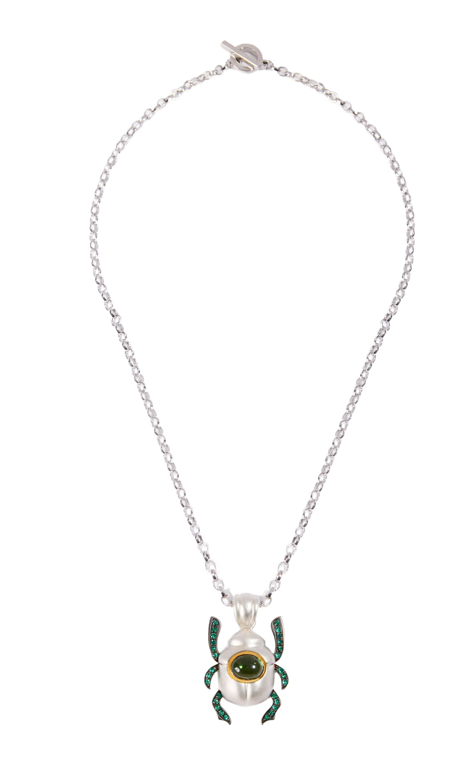 14k Gold Green Tourmaline Scarab Necklace