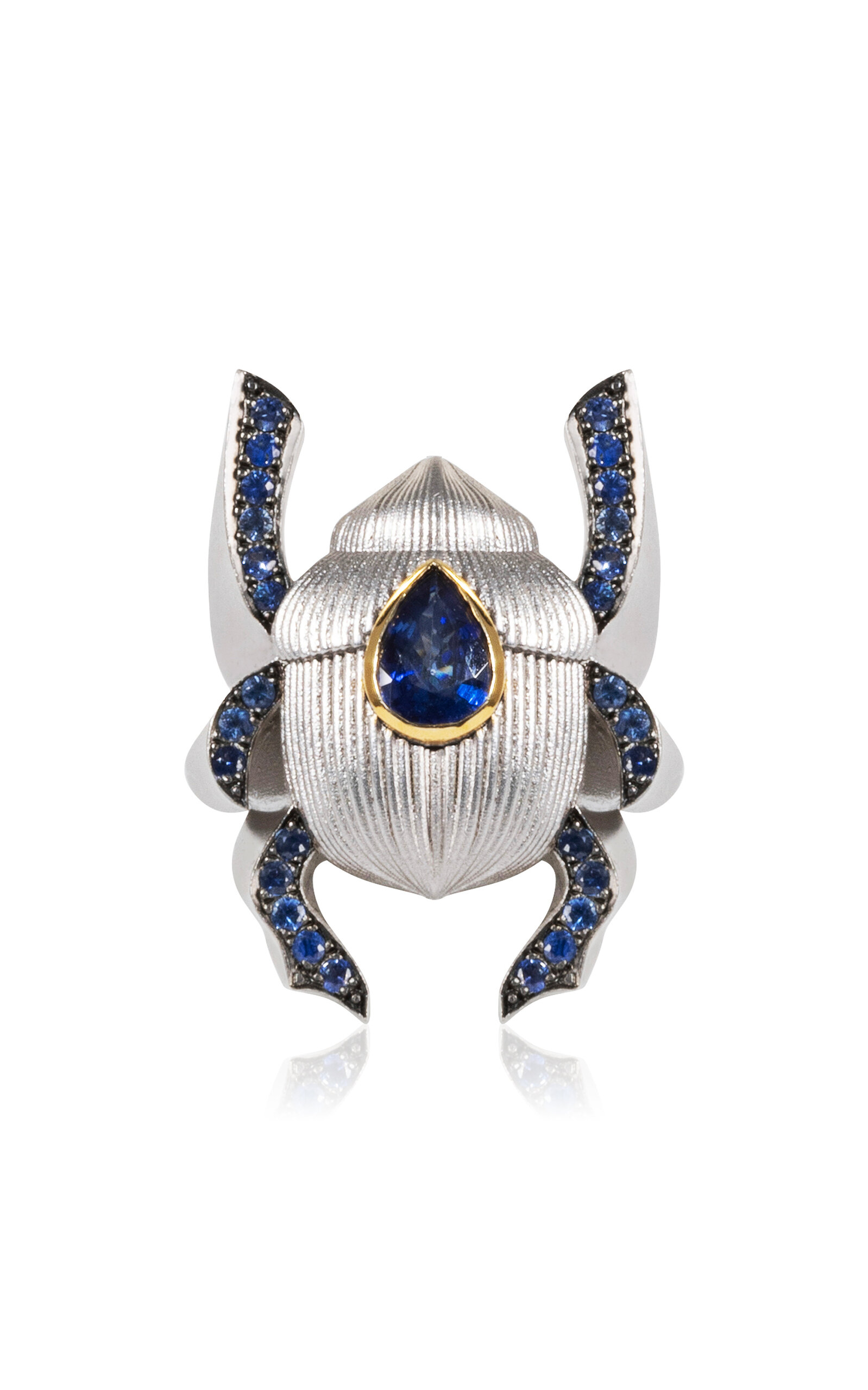 14k Gold Sapphire Scarab Statement Ring