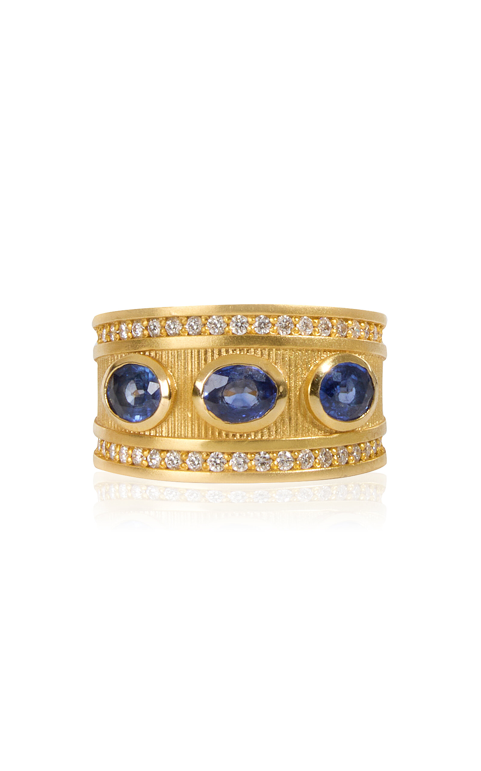 14k Gold Sapphire and Diamond Solar Band