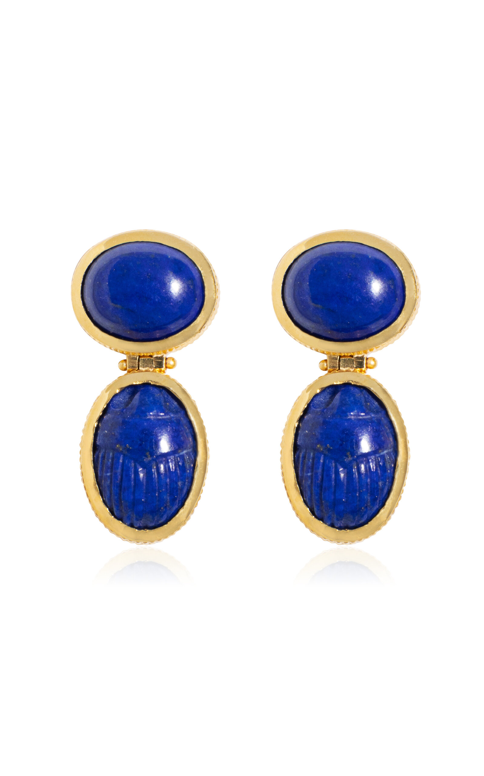 14k Gold Lapis Scarab Earrings