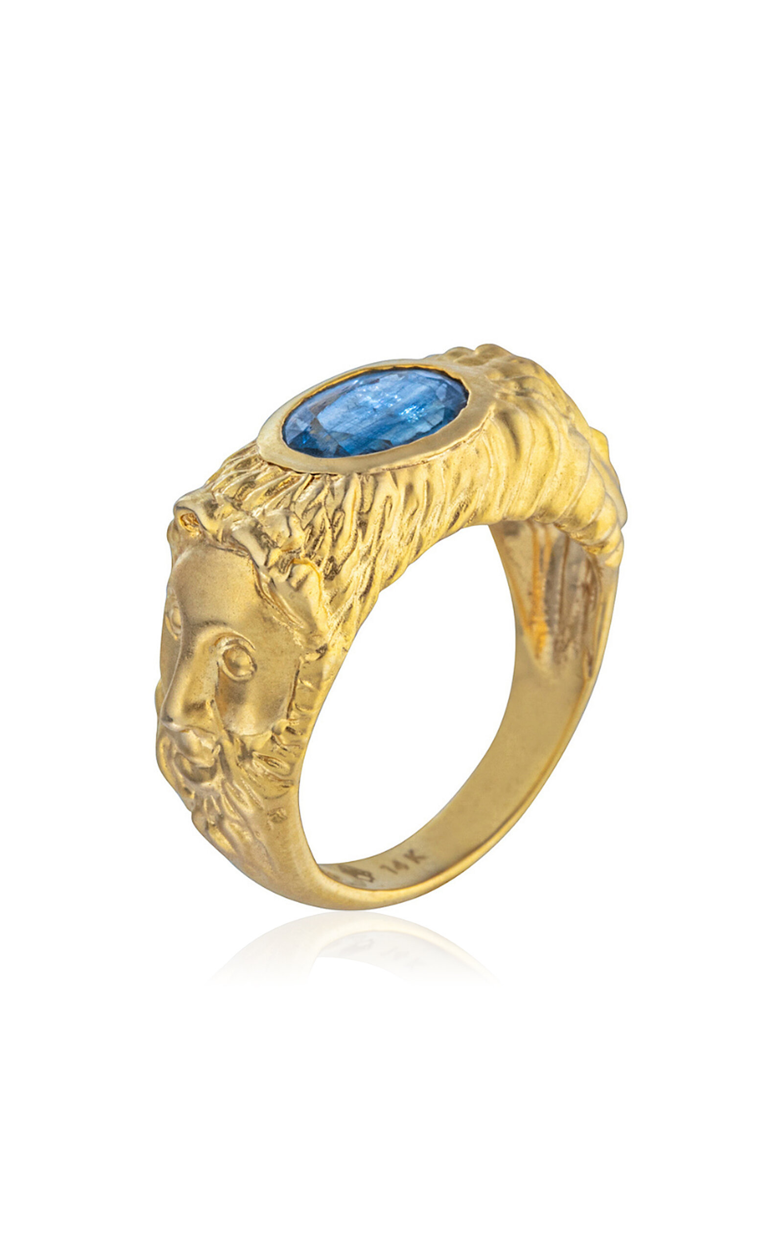 14k Gold Kyanite Tyche & Zeus Ring