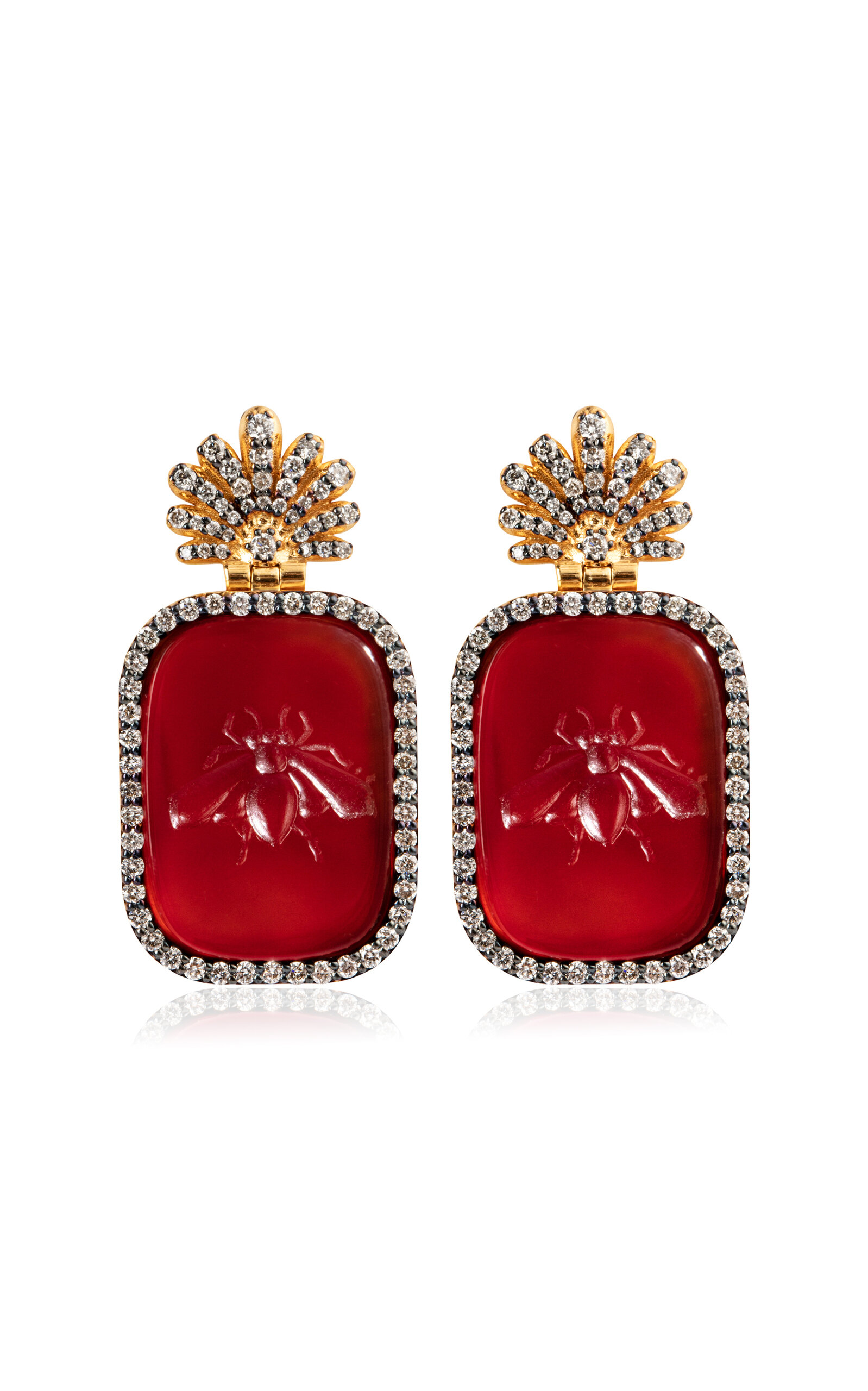 Daga Jewels 14k Gold Temple Bee Earrings - Red - OS - Only At Moda Operandi