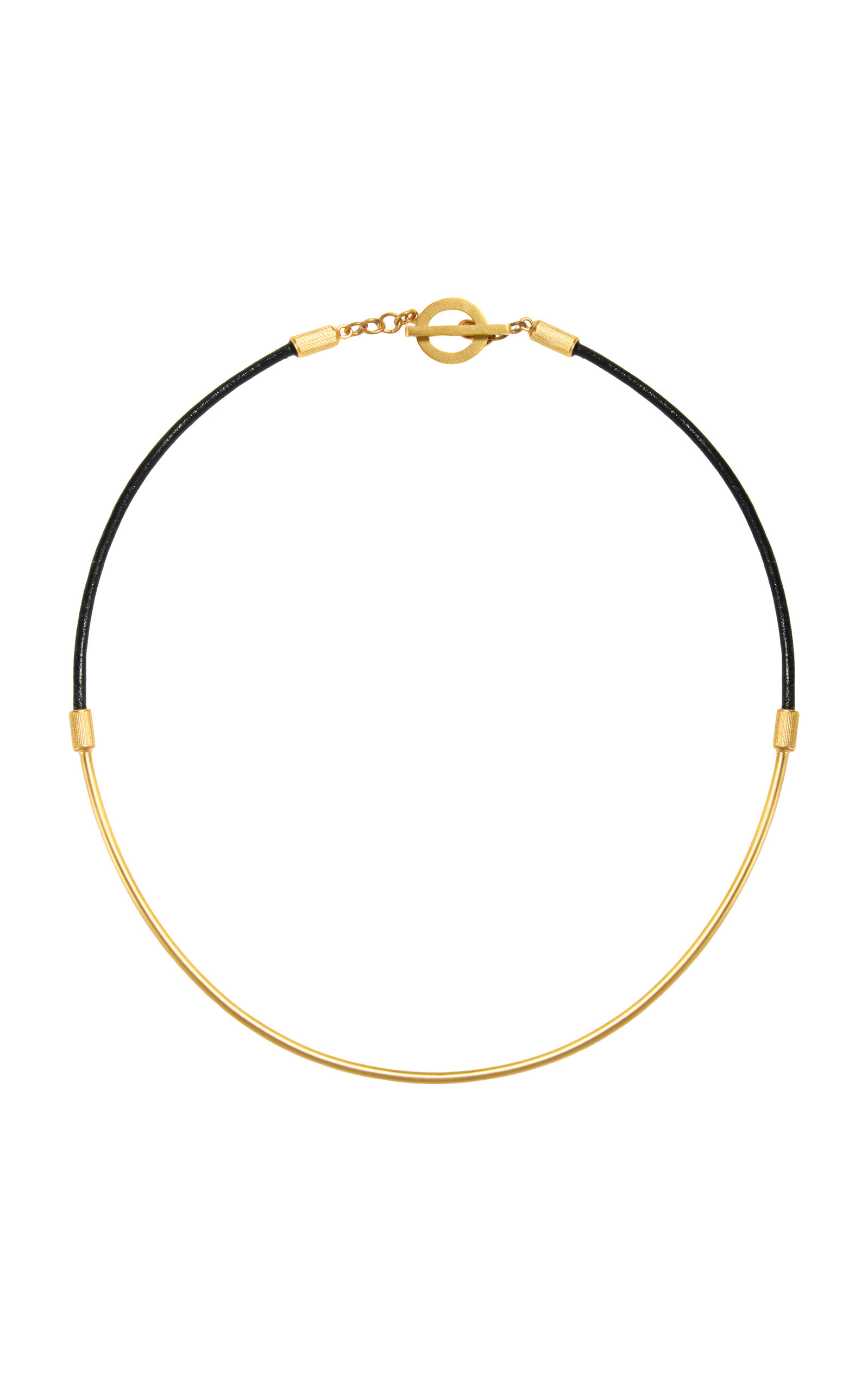 14k Gold Sun Choker leather & gold