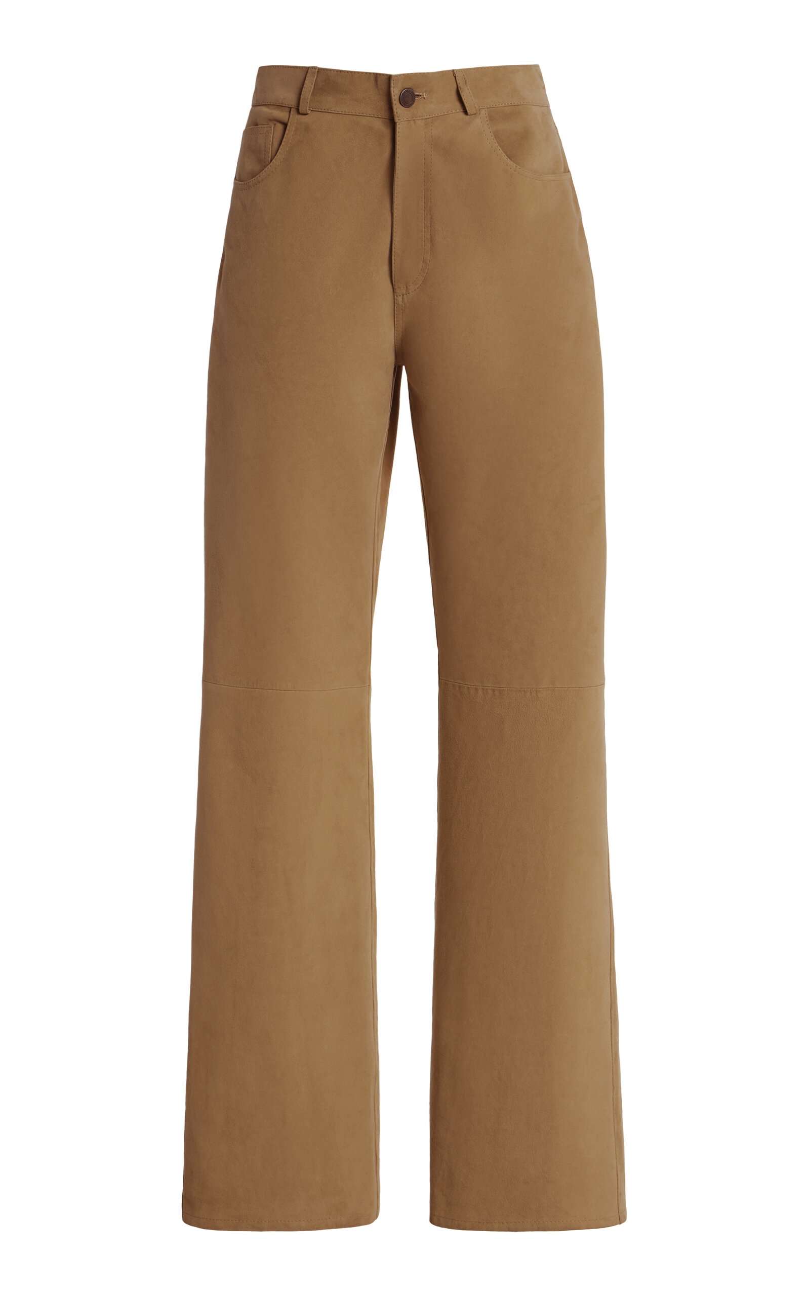 Haikure Korea Suede Mid-rise Flared-leg Jeans In Gold