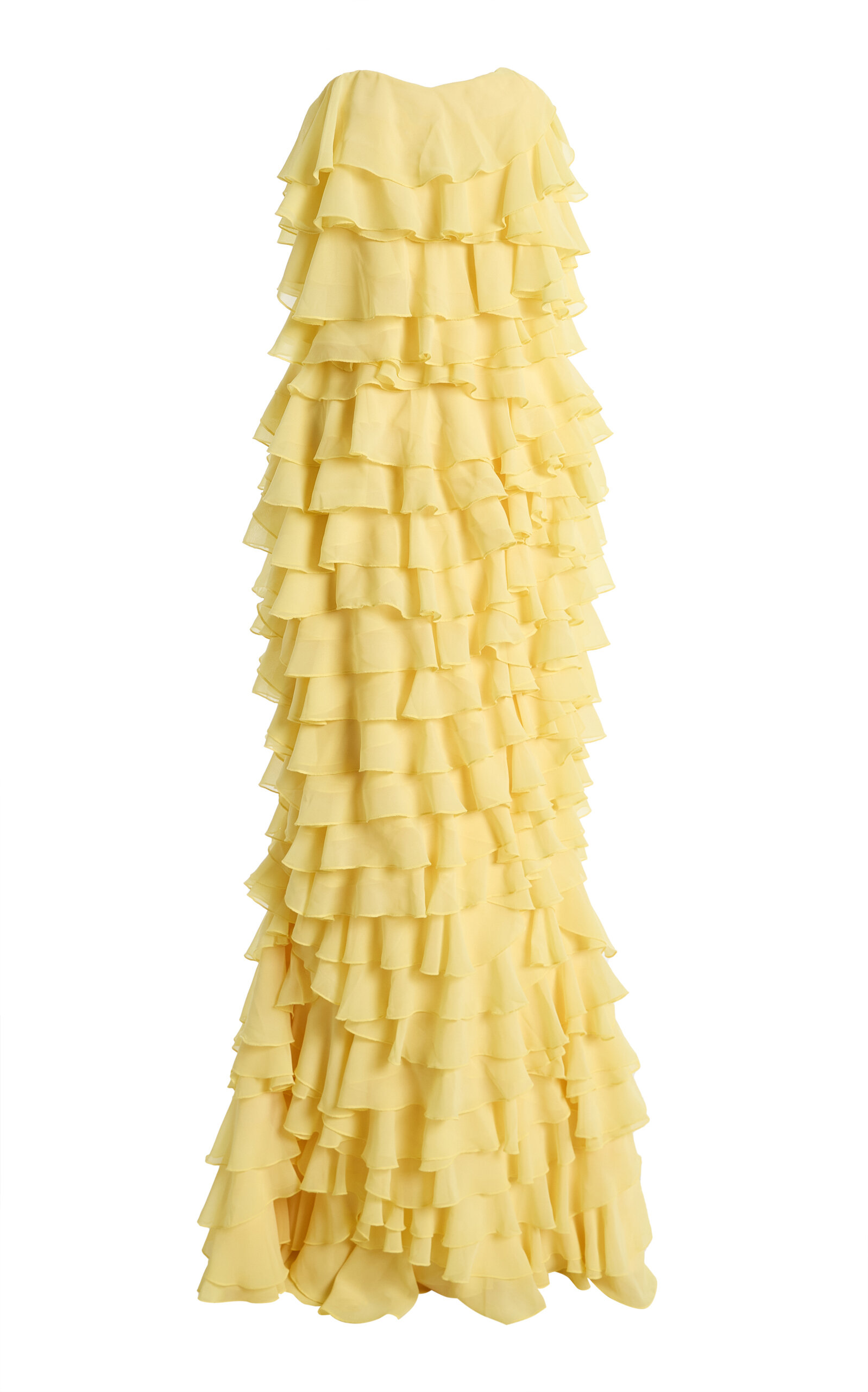 Greta Constantine Plover Strapless Tiered Chiffon Maxi Dress In Yellow