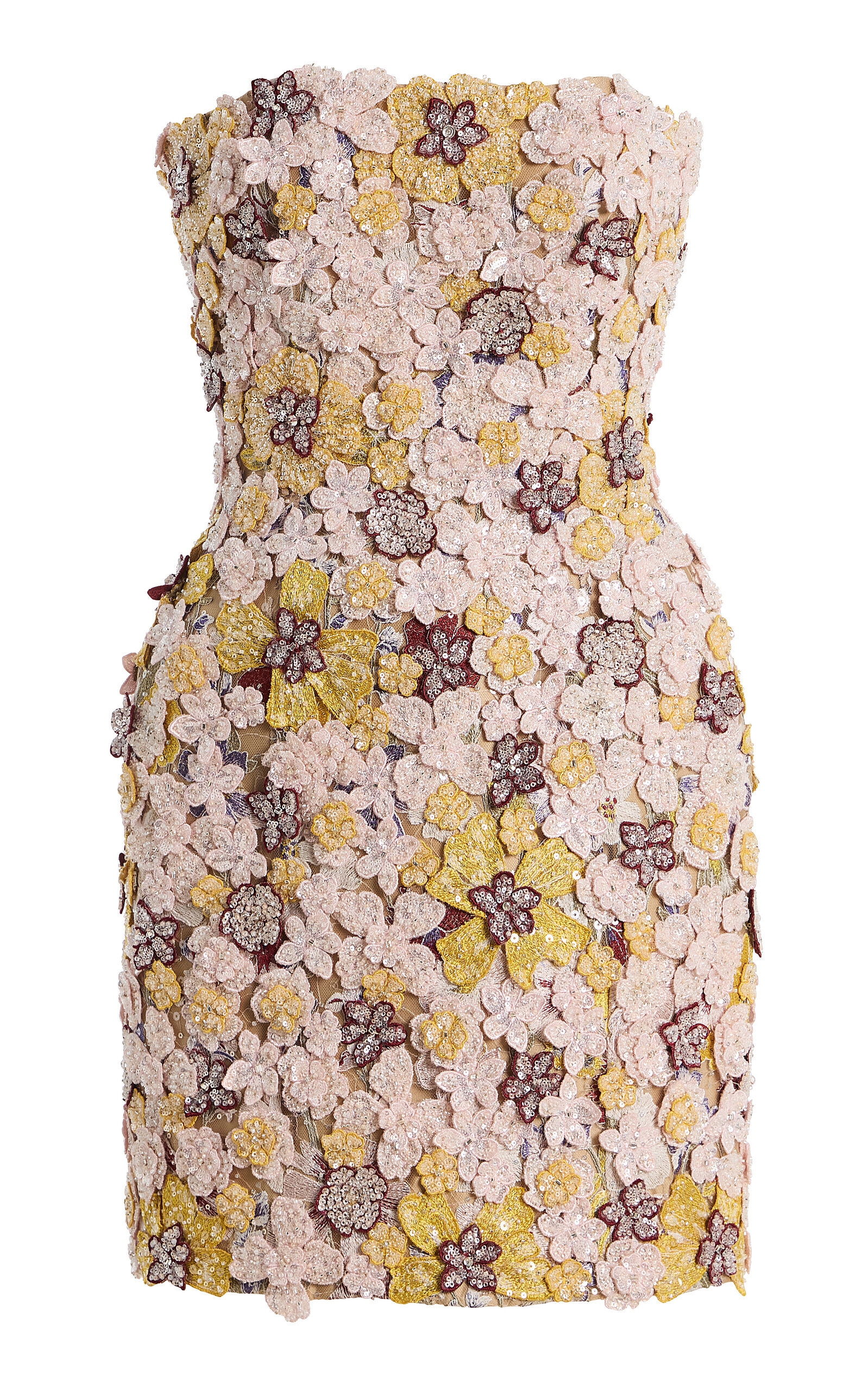 Costarellos Sirra Beaded Lace Mini Dress