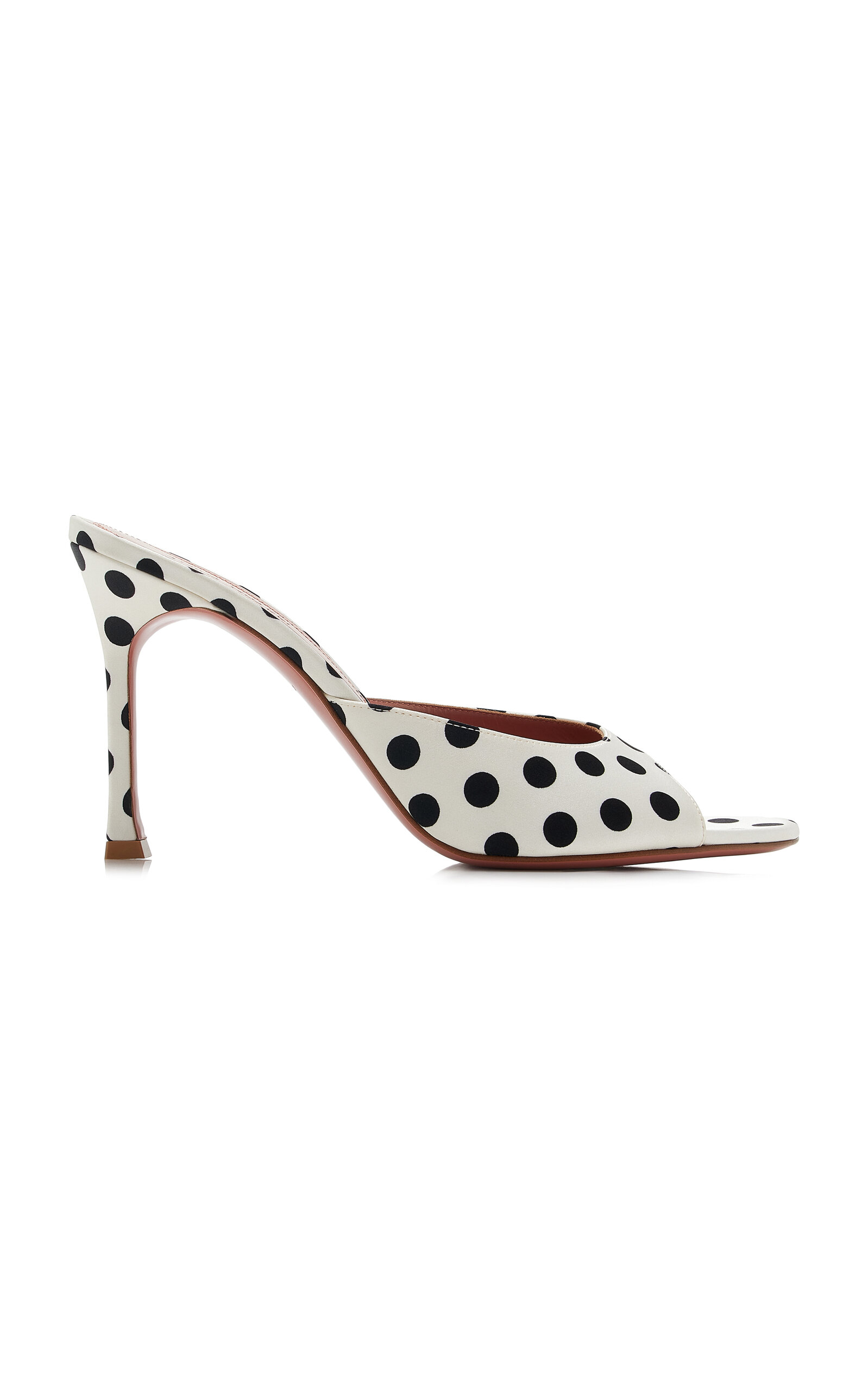 Amina Muaddi - Alexa Polka-Dot Satin Mules - Black/white - IT 38.5 - Moda Operandi