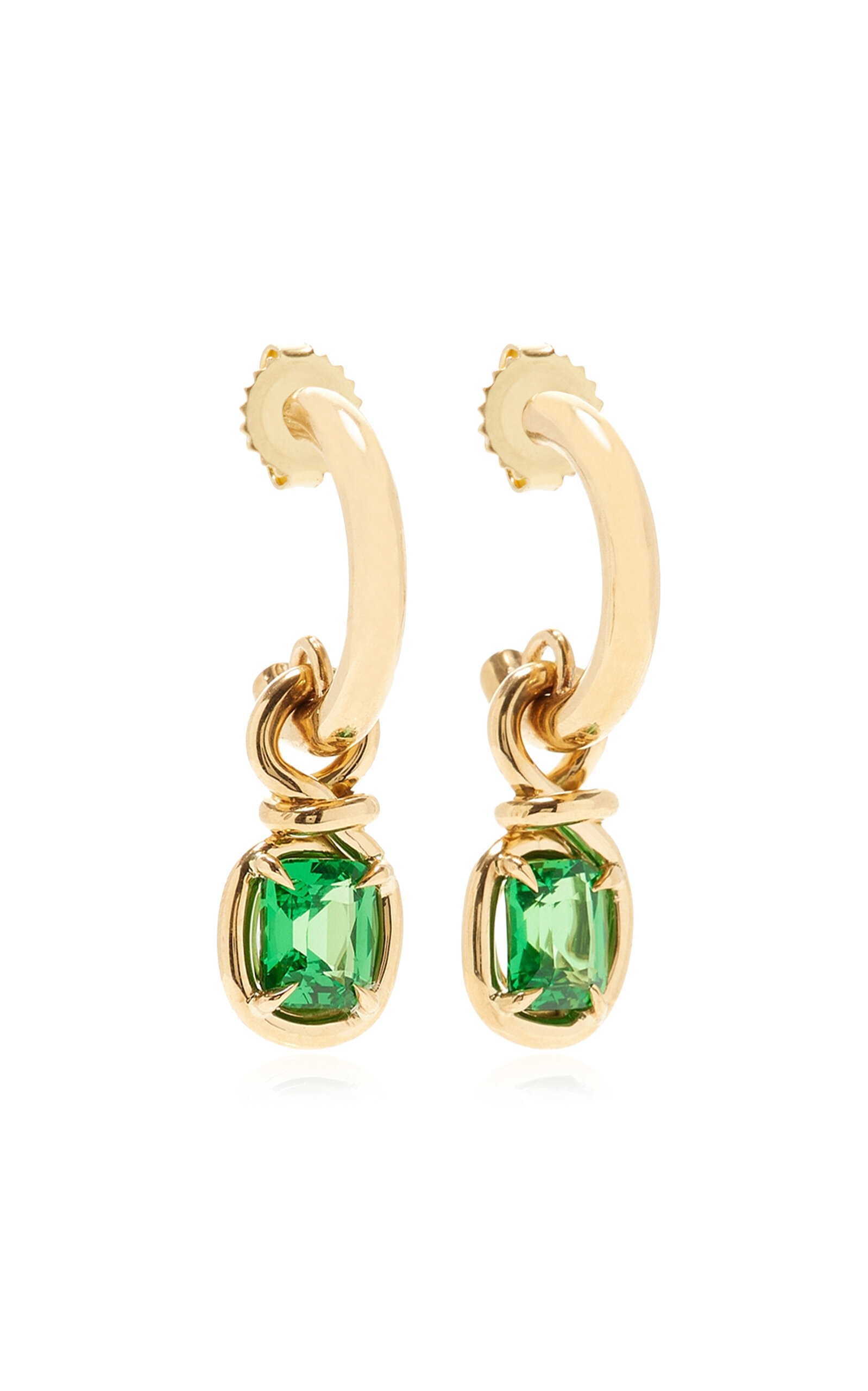 18k Yellow Gold Tsavorite Cushion Hoops
