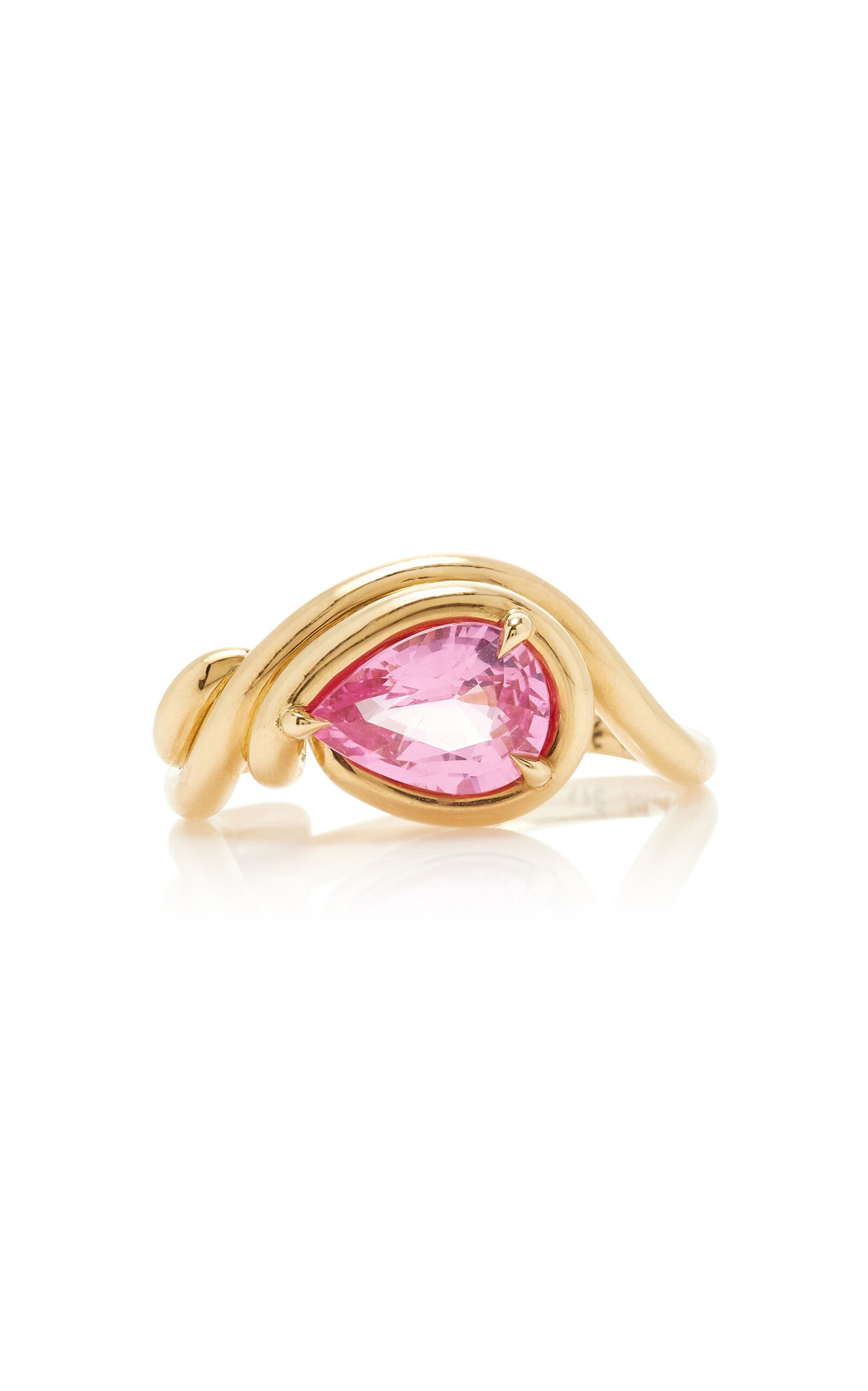 Vanessa Fernández 18k Yellow Gold Pink Spinel Pear Ring In Pink