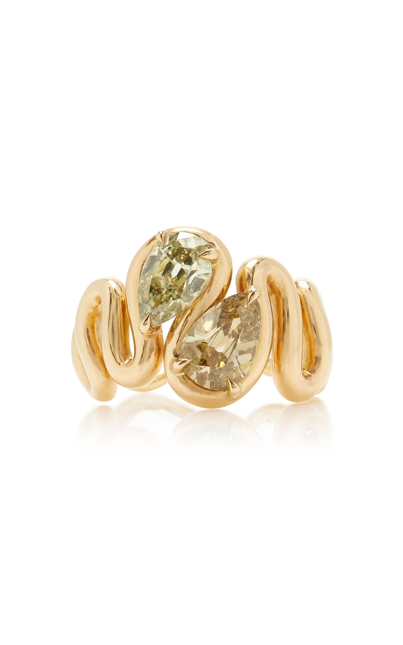 Vanessa Fernández 18k Yellow Gold Toi Et Moi Pear Diamond Ring In Gold