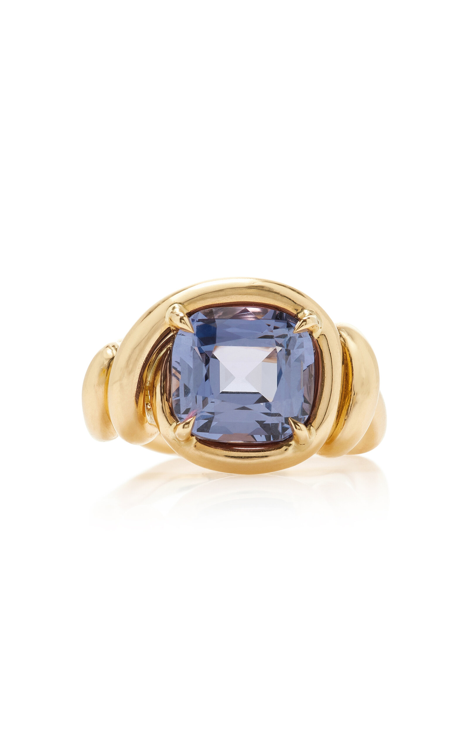18k Yellow Gold Violet Spinel Cushion Ring