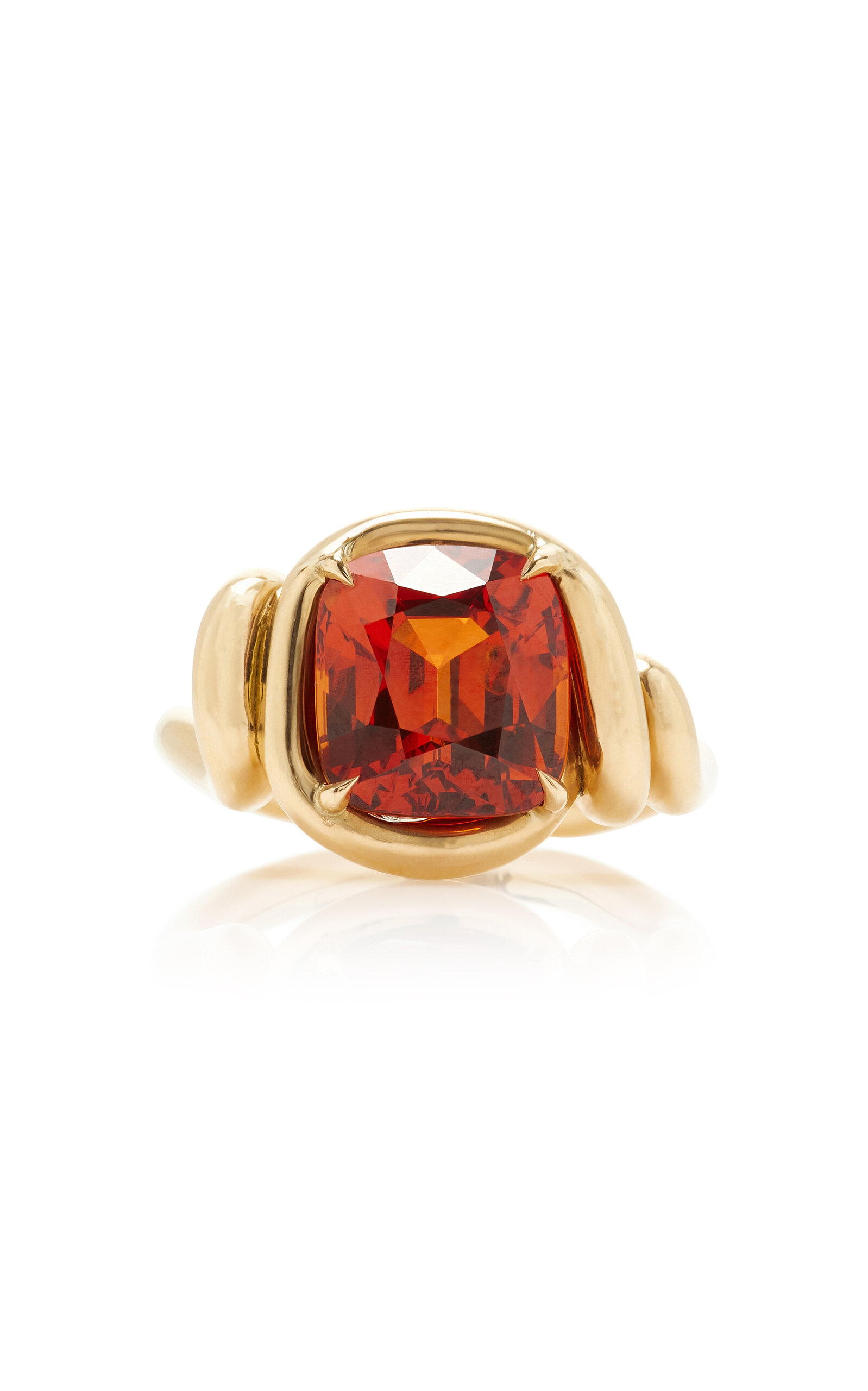 18k Yellow Gold Spessartite Cushion Ring