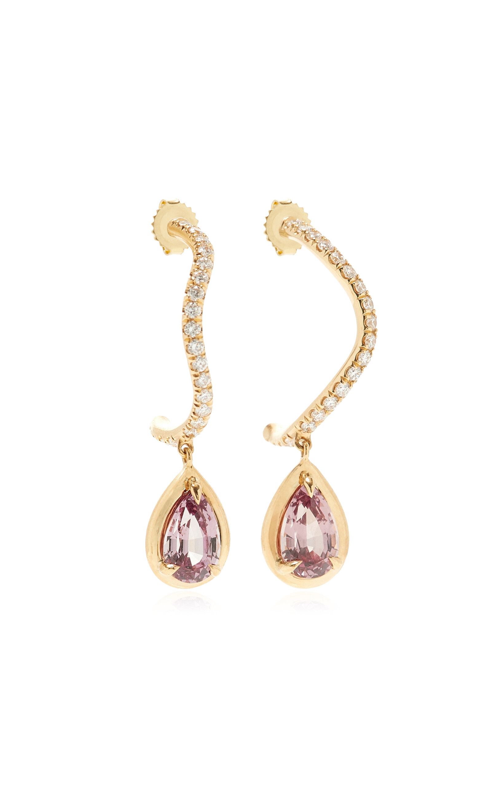 18k Yellow Gold Malaya Garnet Hoops with Diamonds