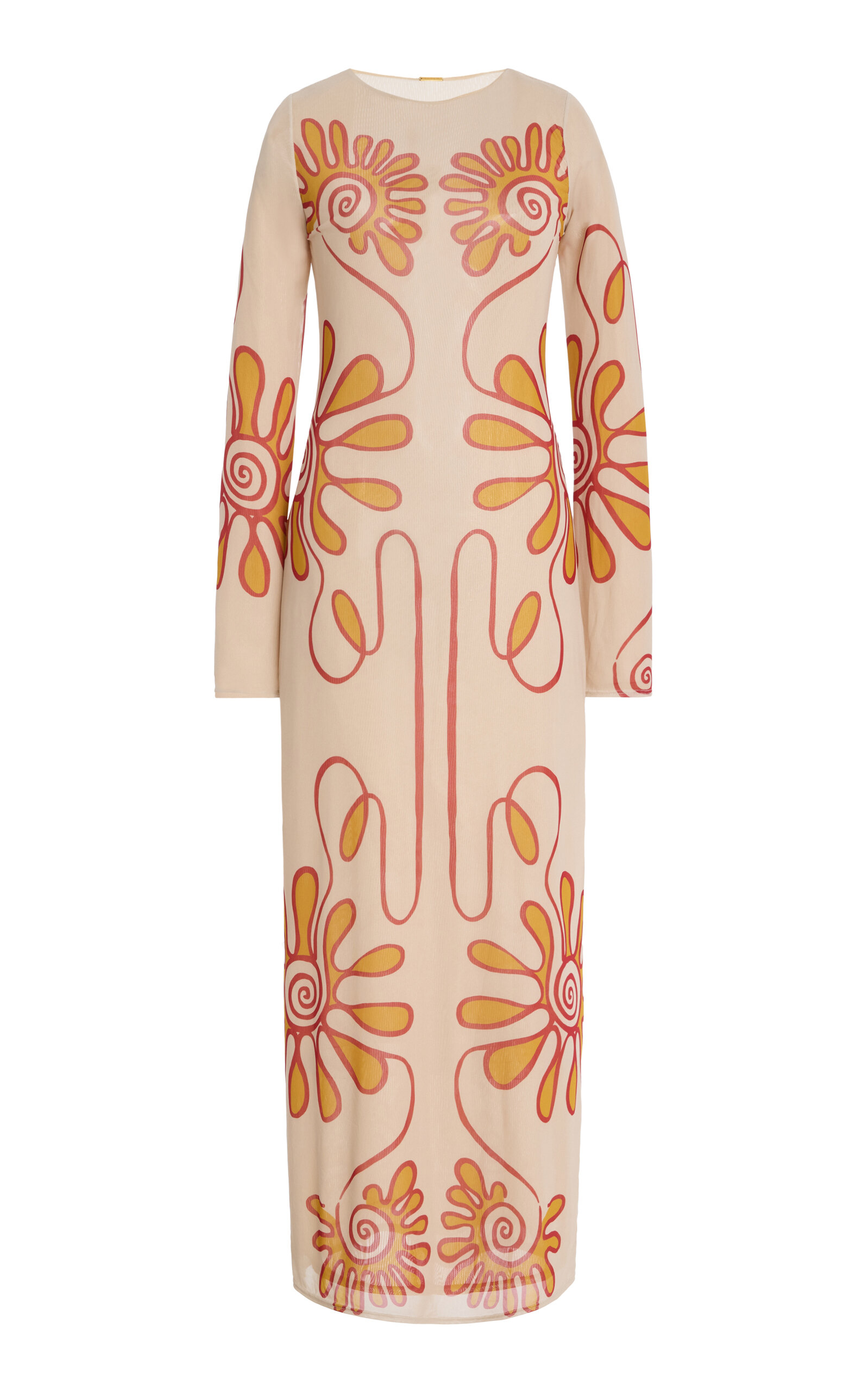 Cala de la Cruz Tania Printed Mesh-Jersey Maxi Dress