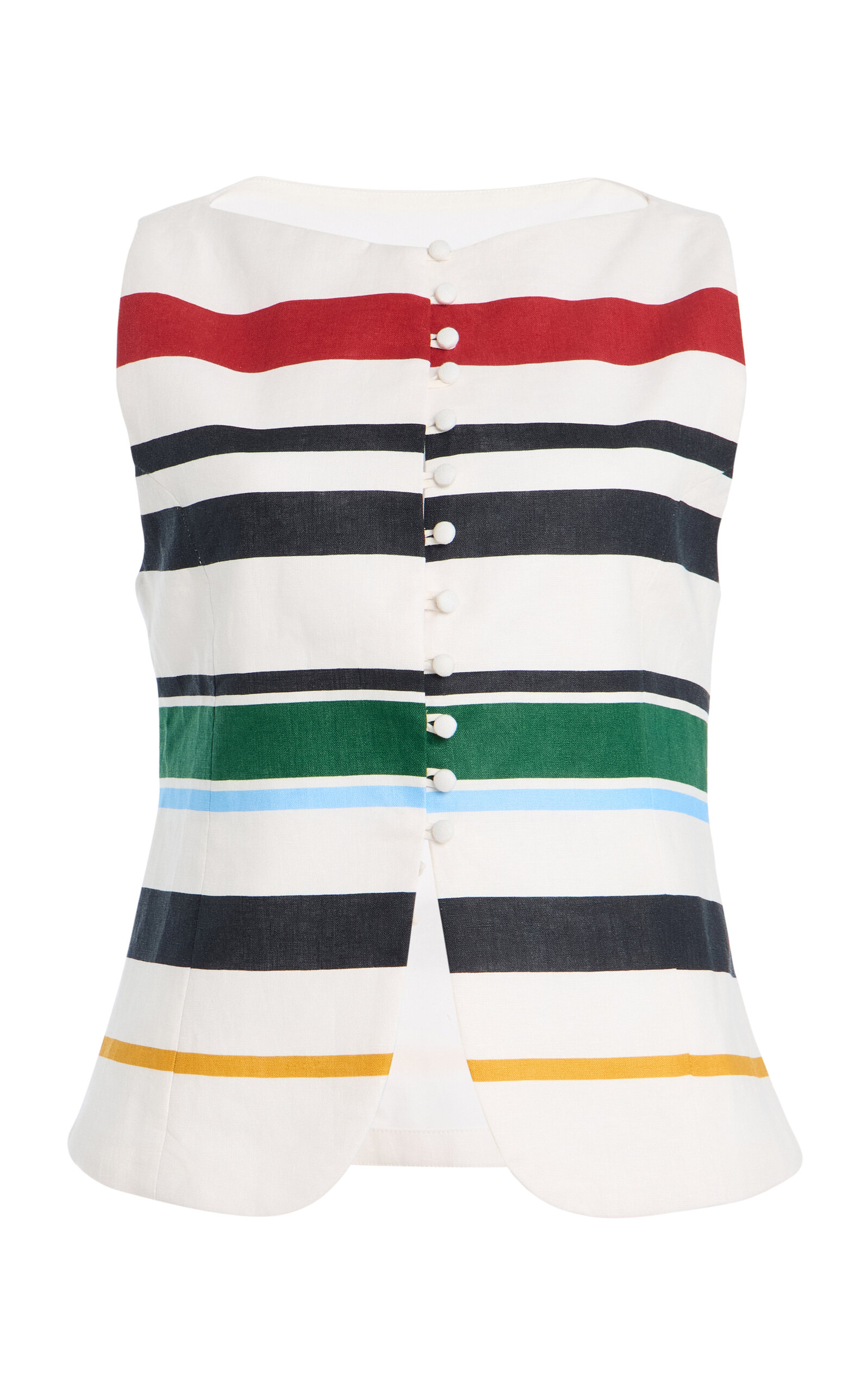 Cala De La Cruz Exclusive Genova Striped Linen Top In Multi