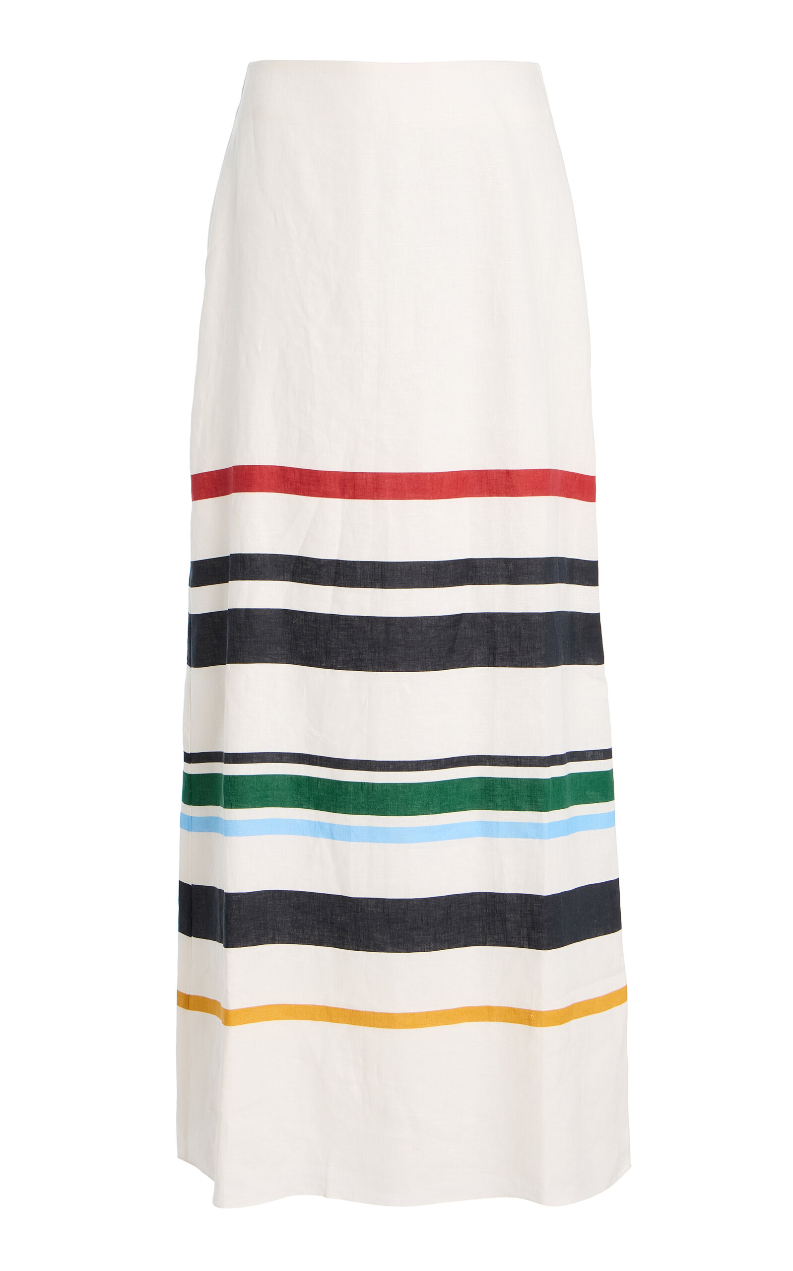 Cala De La Cruz Exclusive Tua Striped Linen Maxi Skirt In White