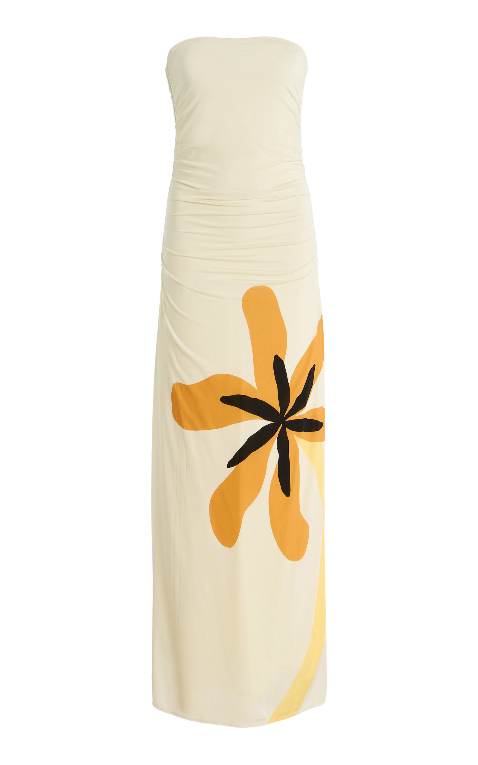 Exclusive Daphne Strapless Printed Jersey Maxi Dress