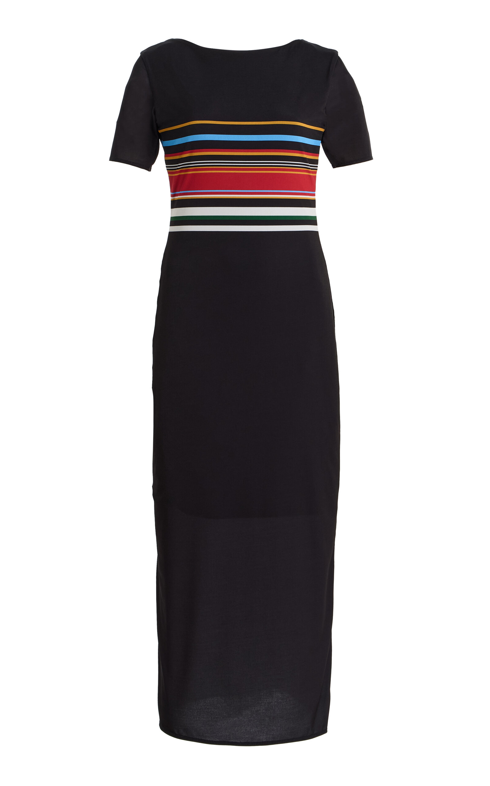 Cala De La Cruz Exclusive Alessia Striped Jersey Maxi Dress In Black