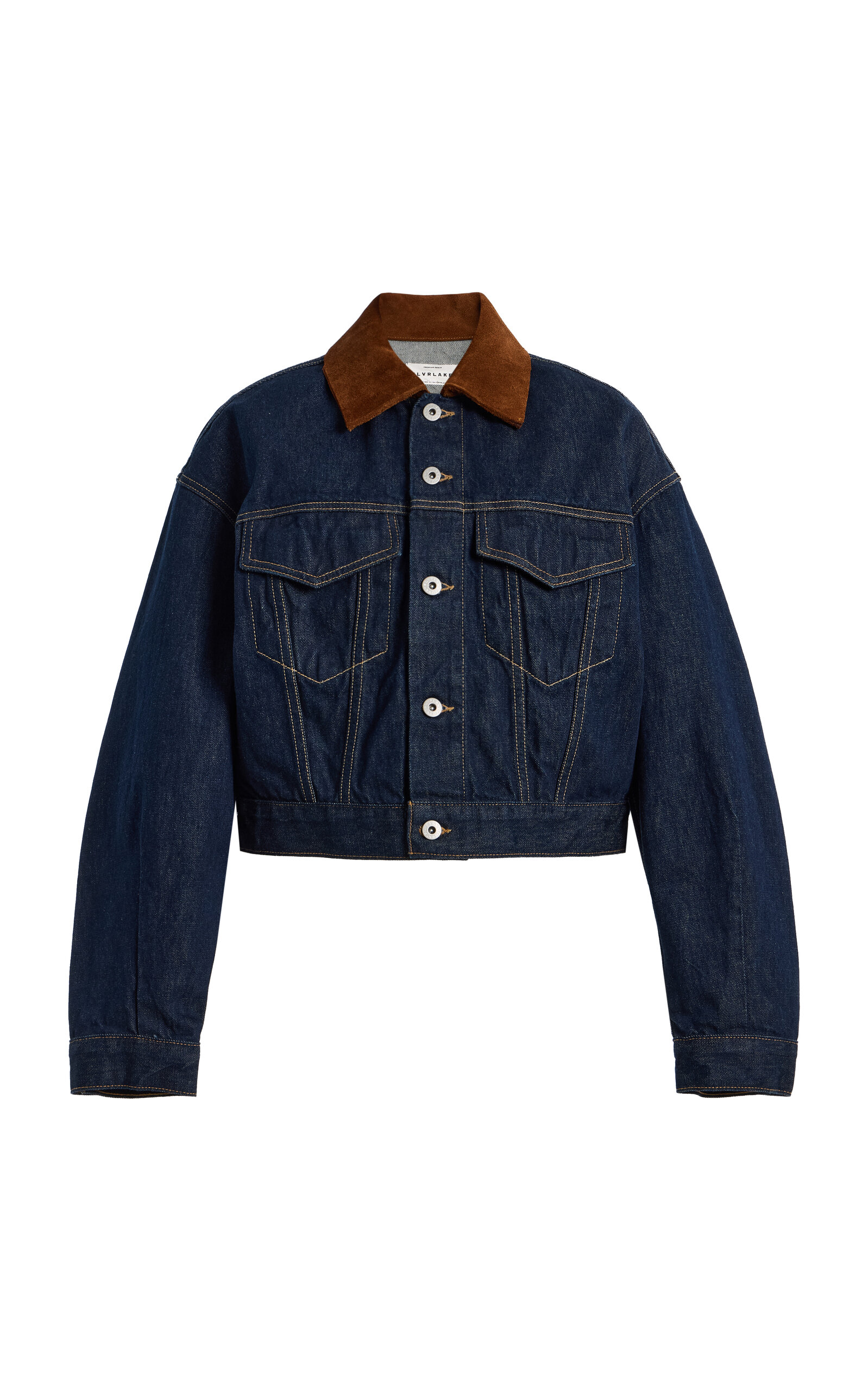 SLVRLAKE Kira Curve-Sleeve Denim Trucker Jacket